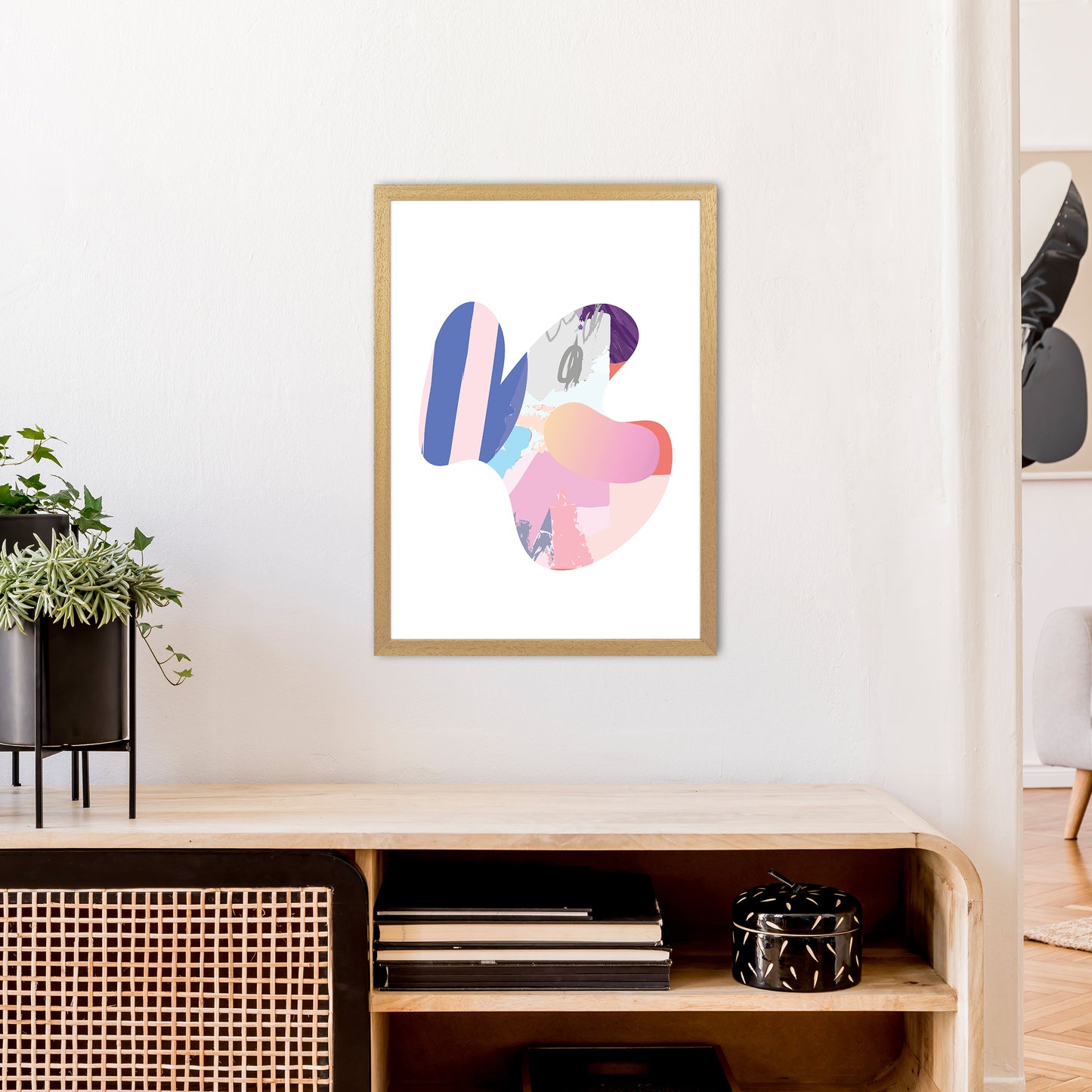 Pink Butterfly Abstract Shape Art Print by Pixy Paper A2 Print Only