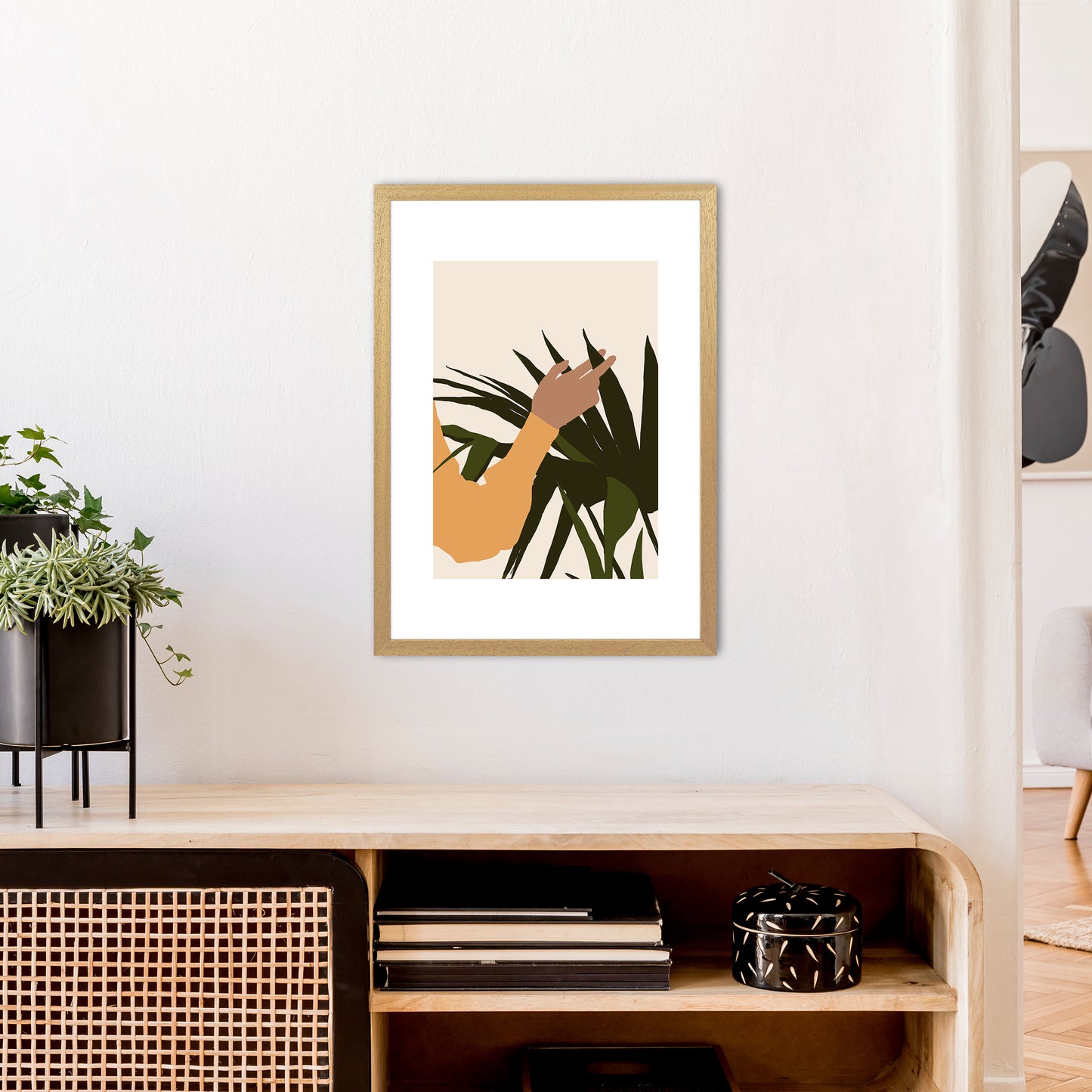 Mica Hand On Plant - N5 Art Print by Pixy Paper A2 Print Only