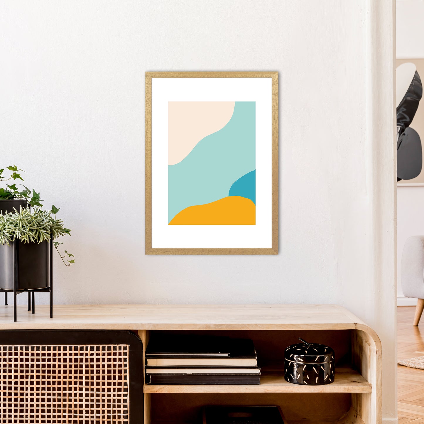 Mita Teal Abstract N18 Art Print by Pixy Paper A2 Print Only
