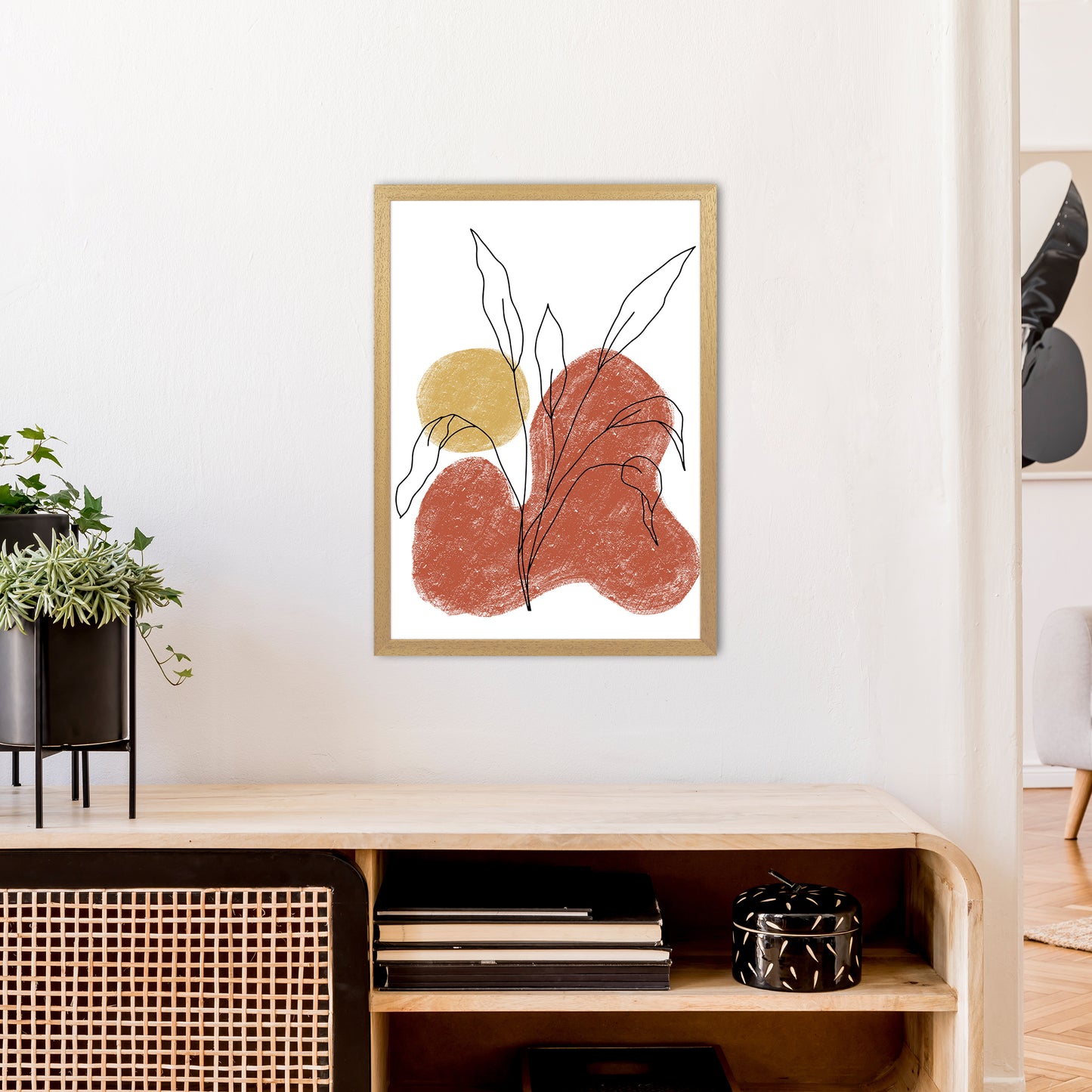 Dalia Chalk Red Floral Art Print by Pixy Paper A2 Print Only
