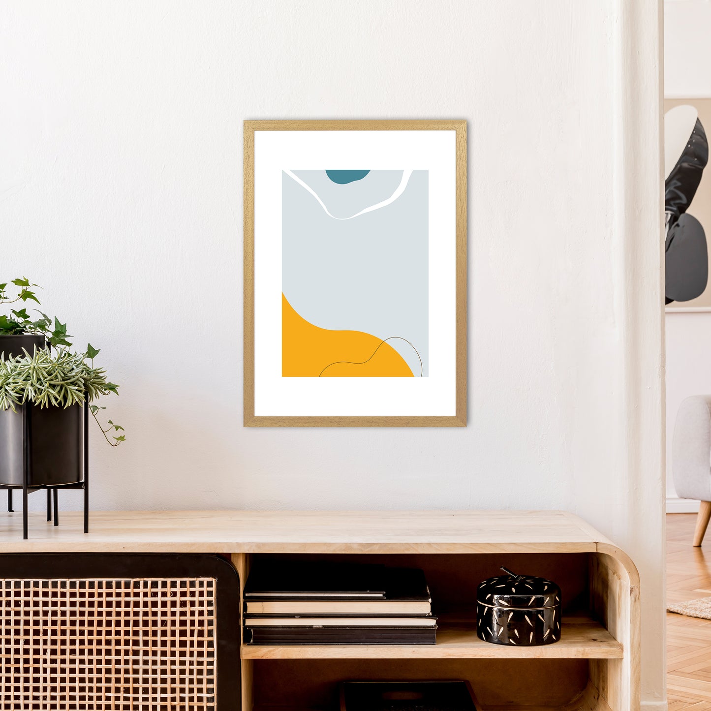 Mita Teal Abstract N21 Art Print by Pixy Paper A2 Print Only