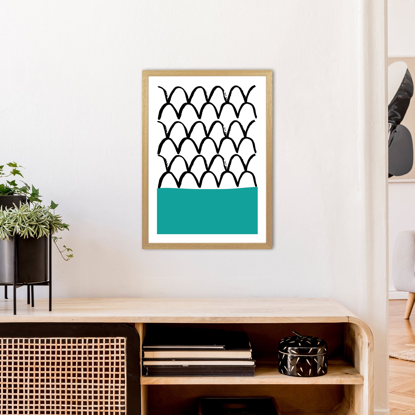 Teal Fishscales Neon Funk Art Print by Pixy Paper A2 Print Only