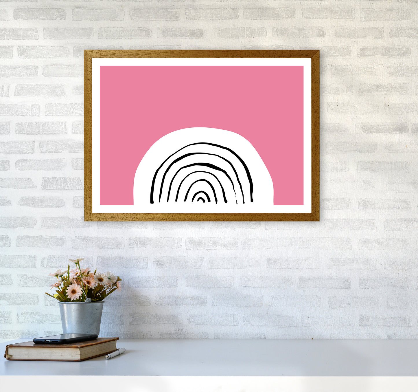 Pink Rainbow Neon Funk Art Print by Pixy Paper A2 Print Only