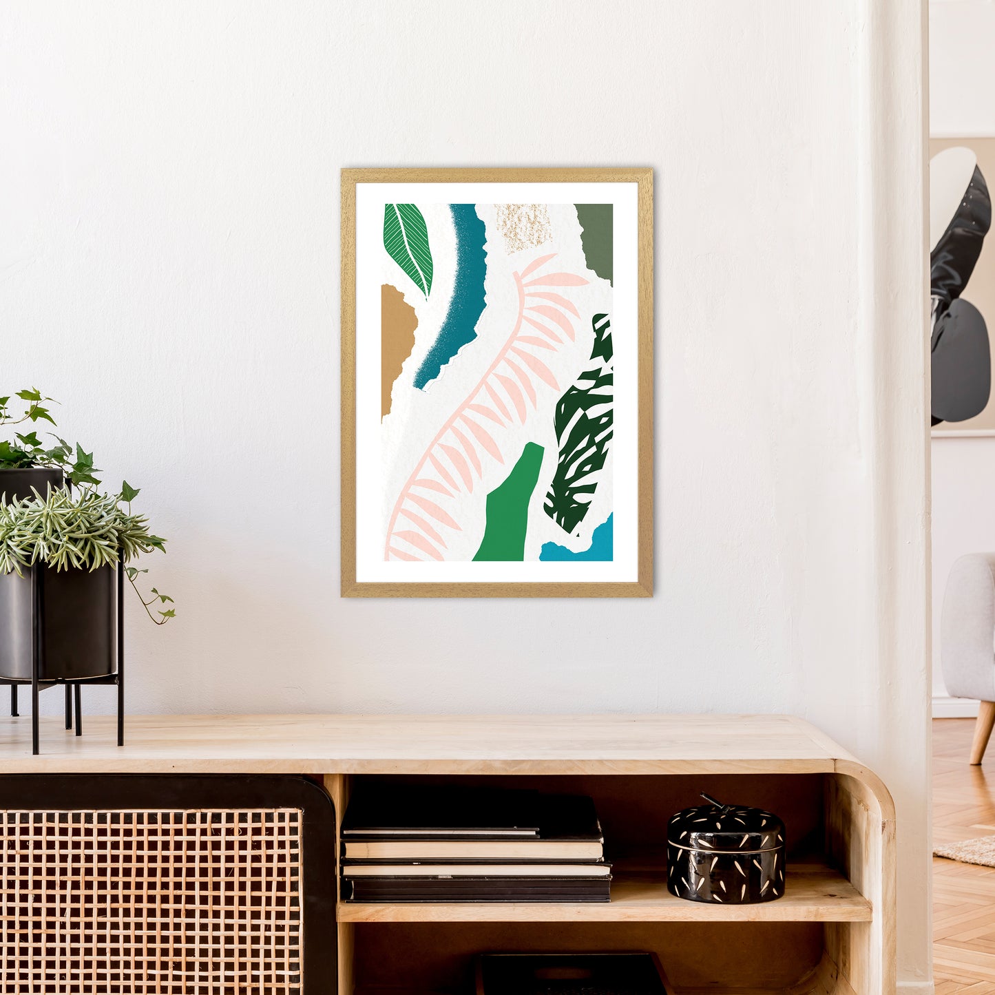 Pink Leaf Jungle Abstract Art Print by Pixy Paper A2 Print Only