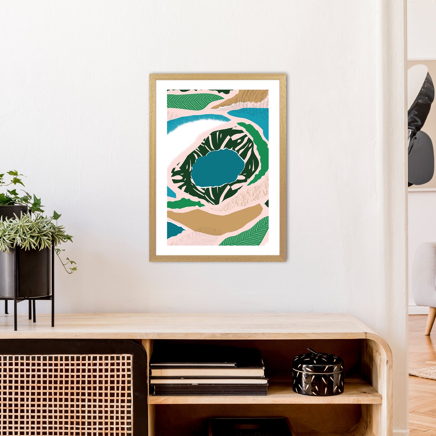 Blue Lake Jungle Abstract Art Print by Pixy Paper A2 Print Only