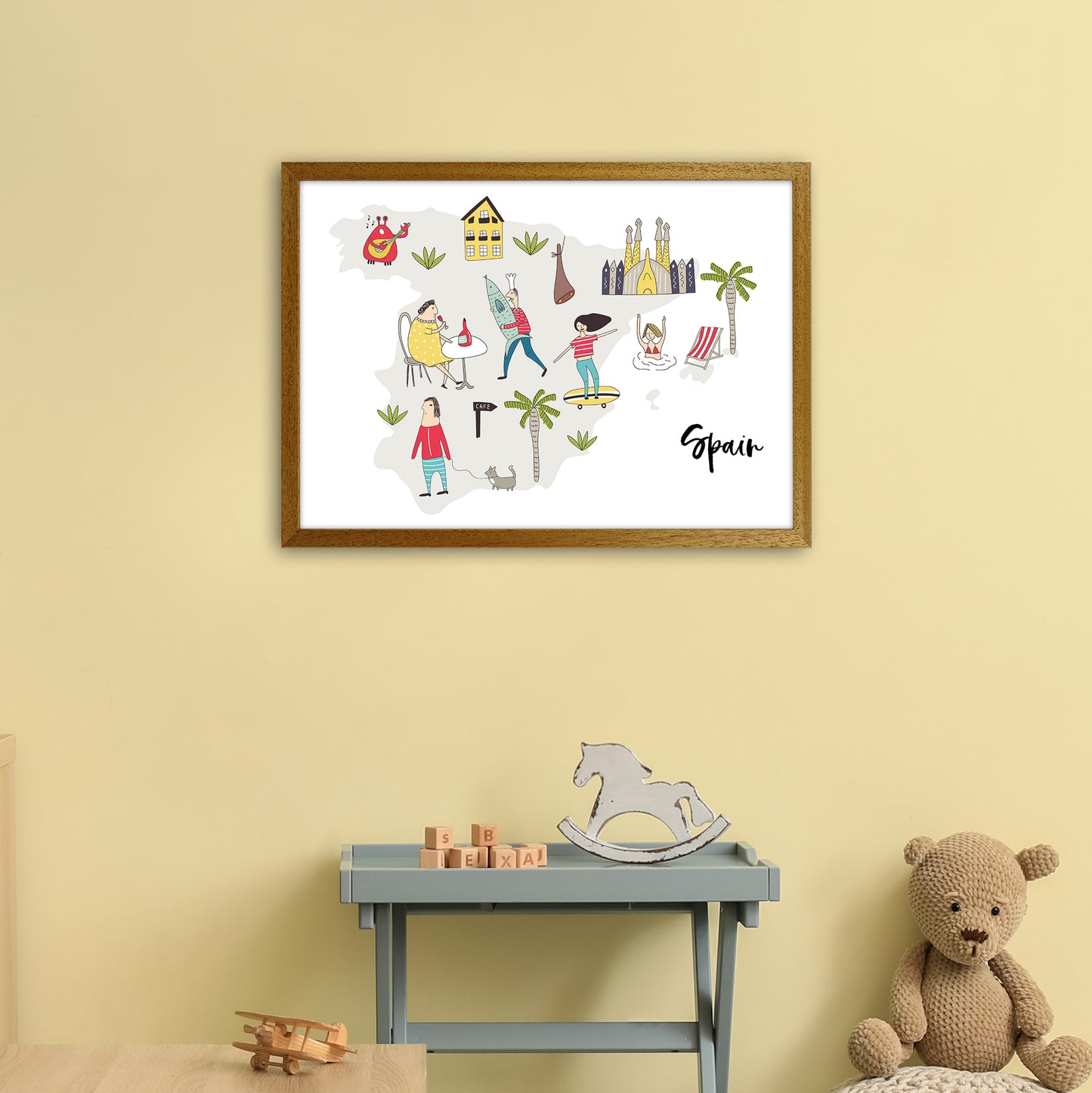 Spain Map Art Print by Pixy Paper A2 Print Only