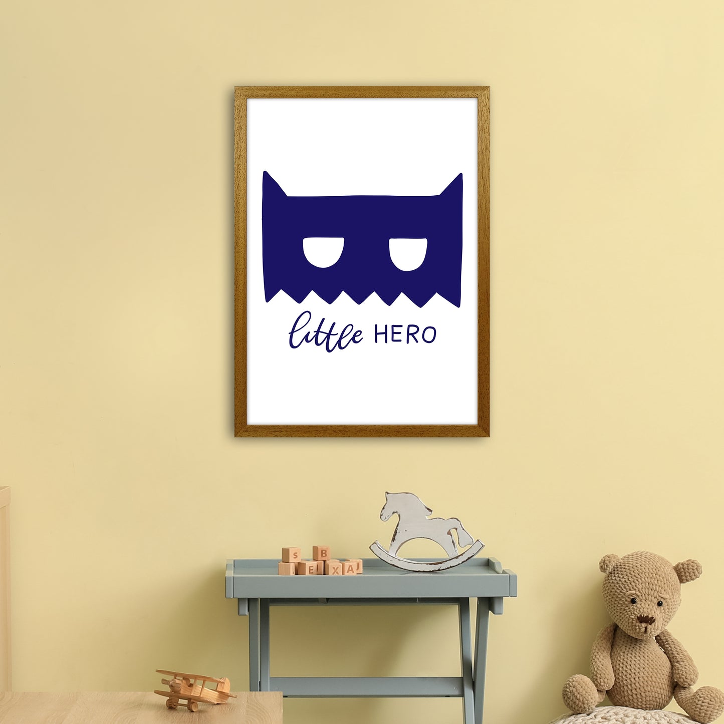 Little Hero Mask Navy Super Scandi Art Print by Pixy Paper A2 Print Only