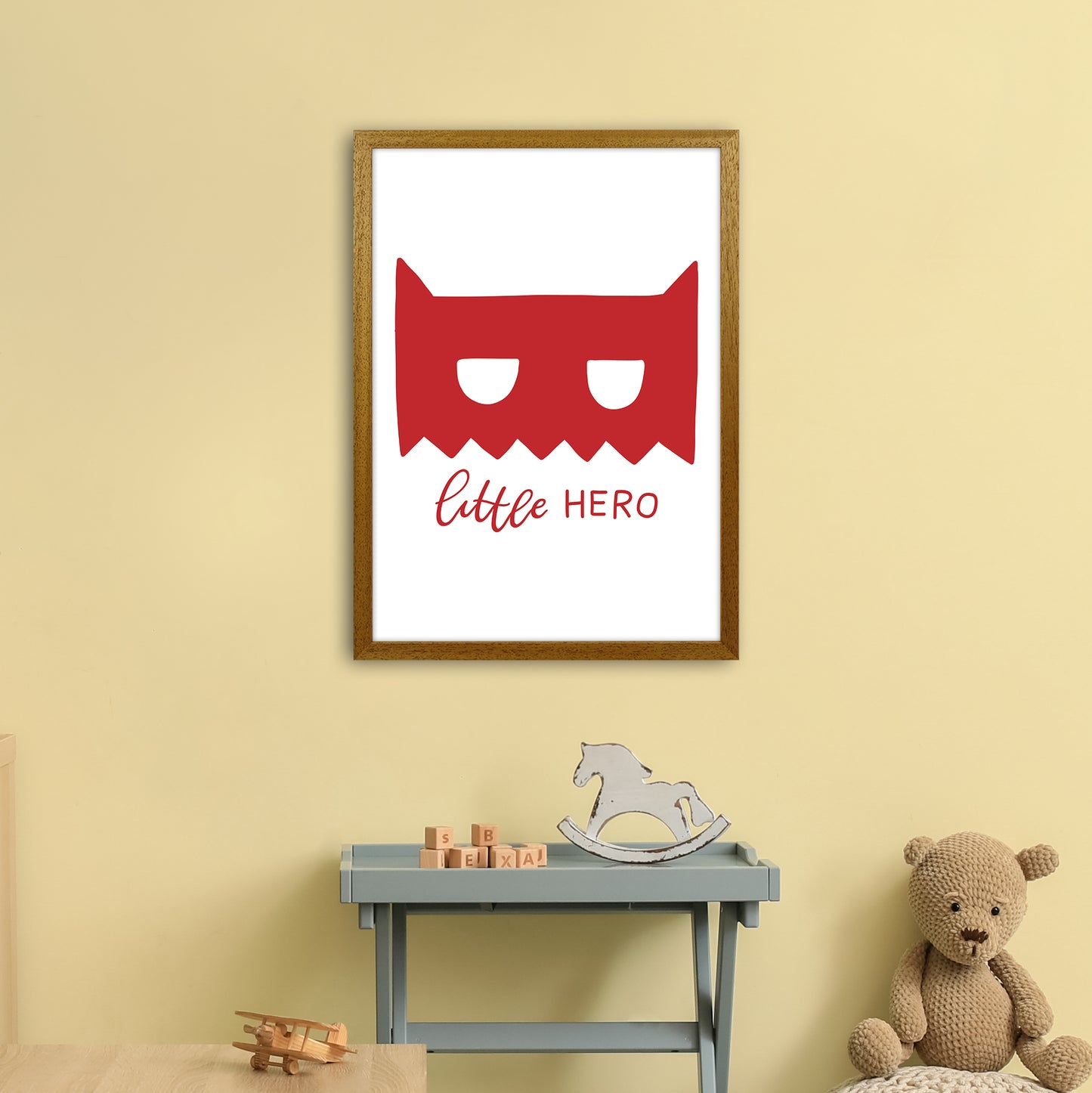 Little Hero Mask Red Super Scandi Art Print by Pixy Paper A2 Print Only