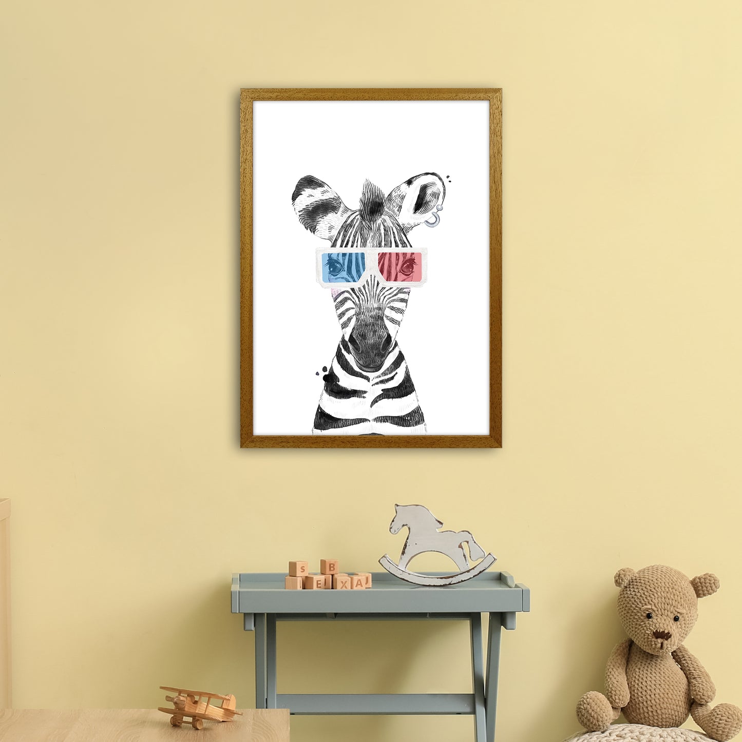 Safari Babies Zebra With Glasses Art Print by Pixy Paper A2 Print Only
