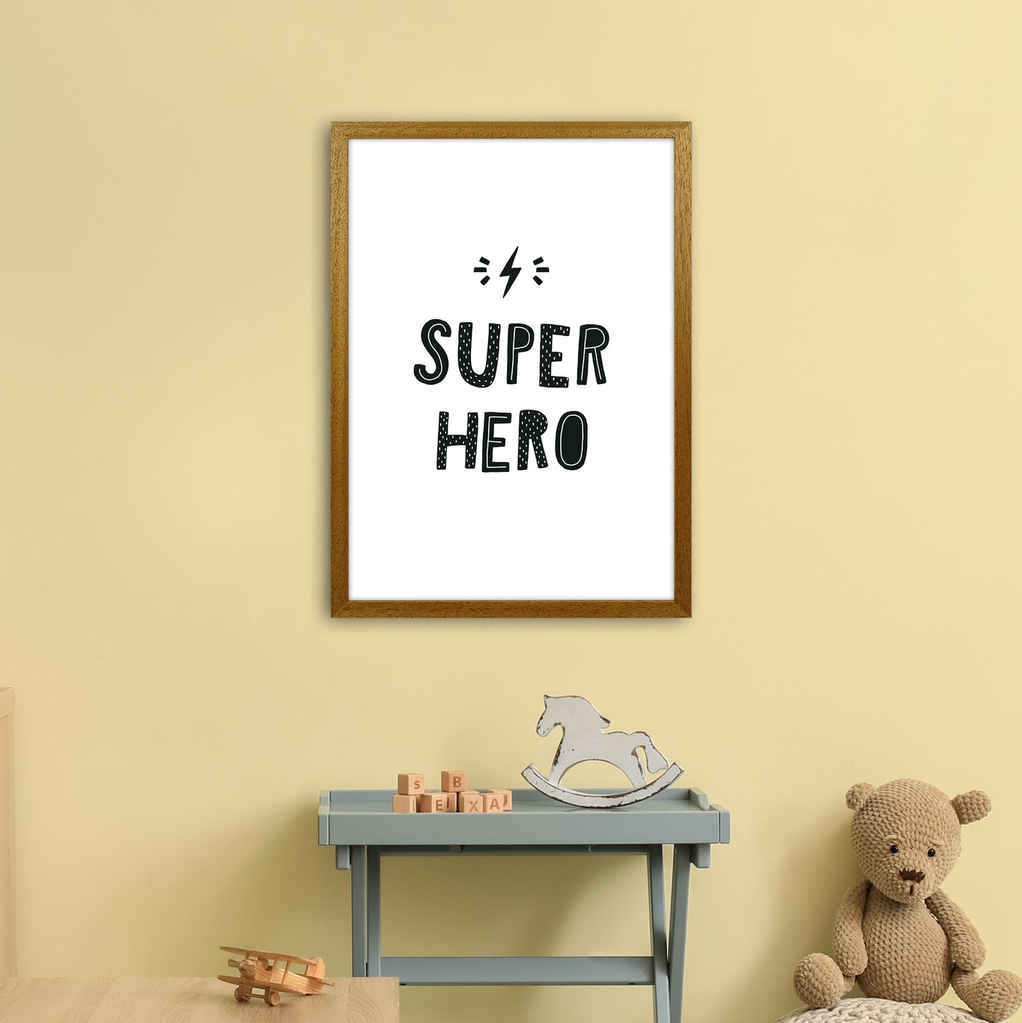 Super Hero Black Super Scandi Art Print by Pixy Paper A2 Print Only