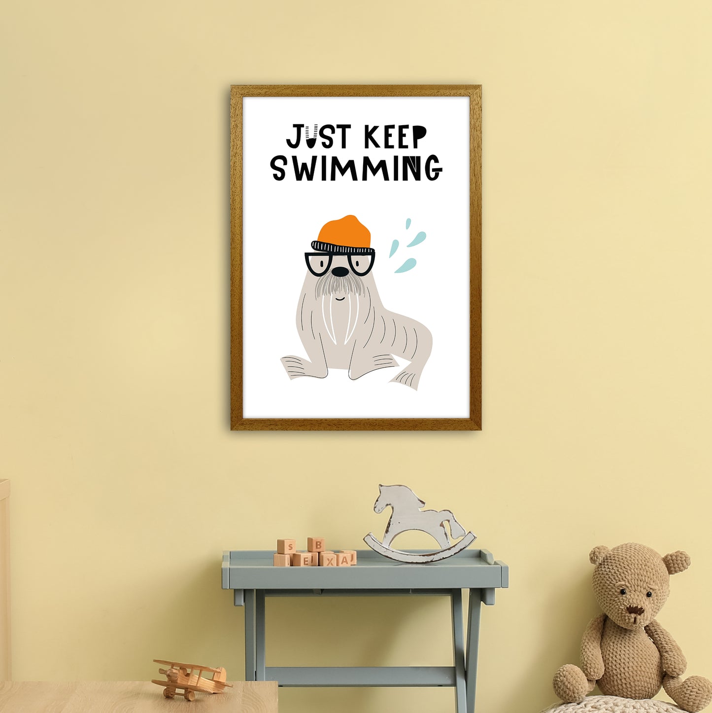 Just Keep Swimming Animal Pop Art Print by Pixy Paper A2 Print Only