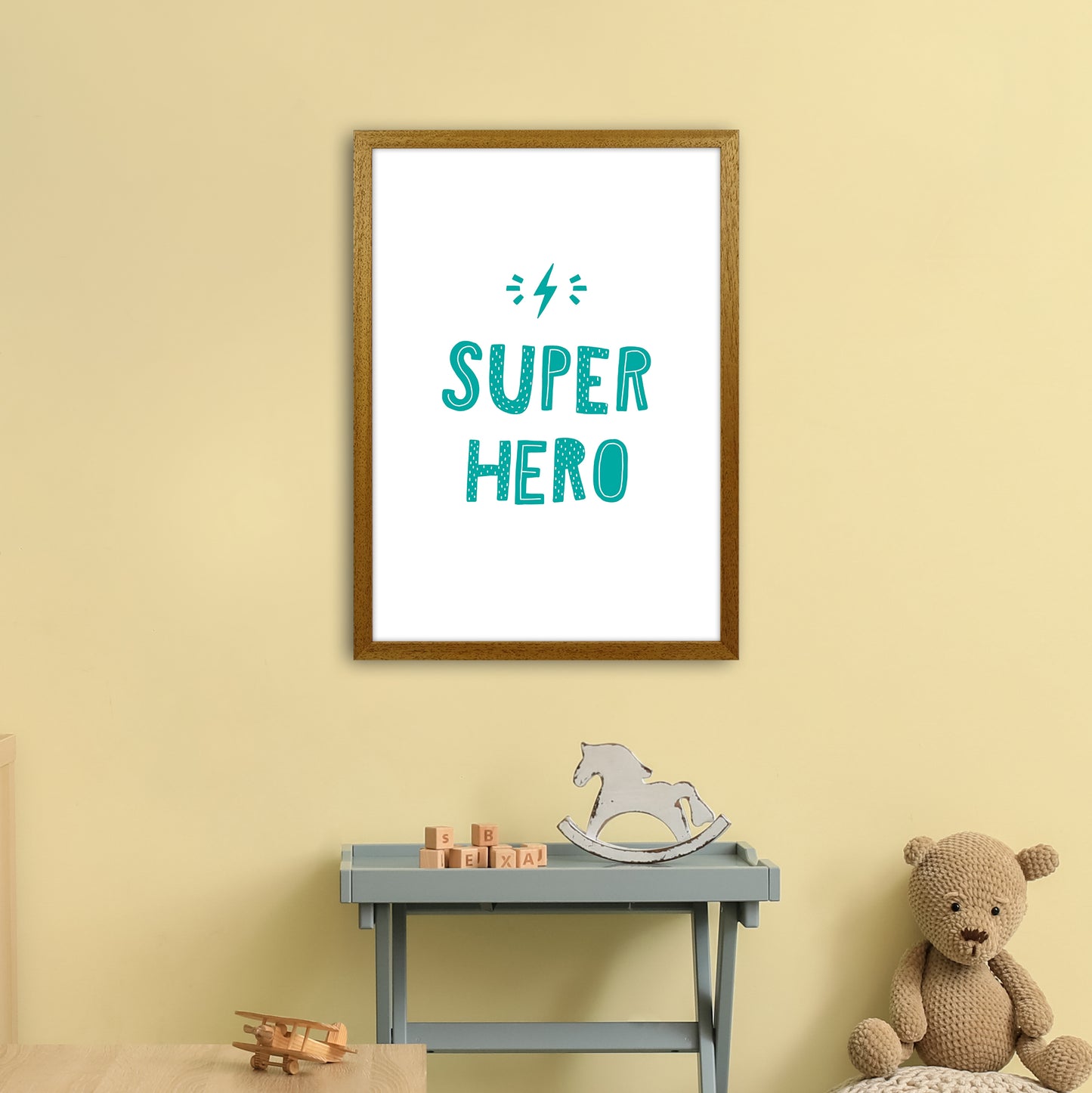 Super Hero Teal Super Scandi Art Print by Pixy Paper A2 Print Only