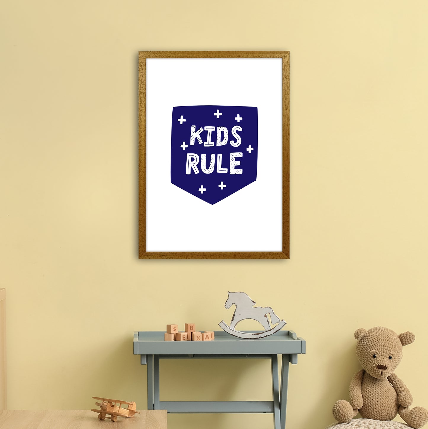Kids Rule Navy Super Scandi Art Print by Pixy Paper A2 Print Only