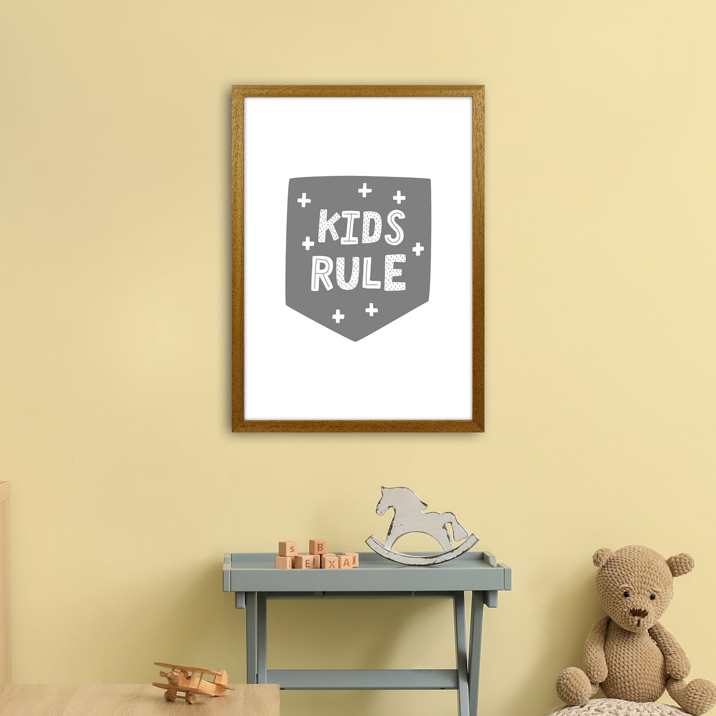 Kids Rule Super Scandi Grey Art Print by Pixy Paper A2 Print Only