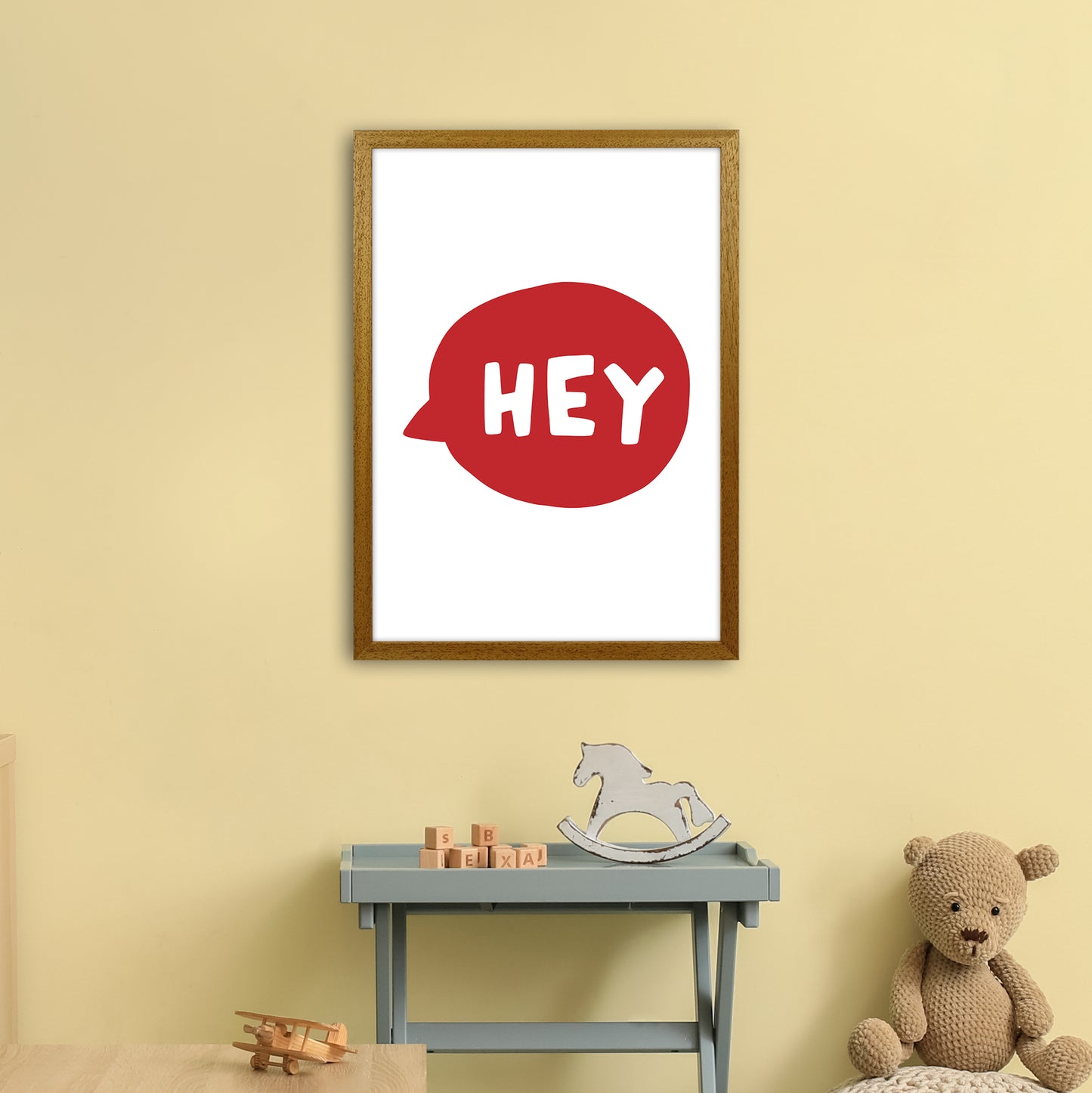Hey Bubble Red Super Scandi Art Print by Pixy Paper A2 Print Only