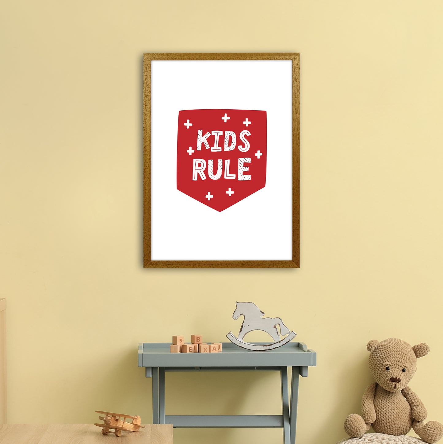 Kids Rule Red Super Scandi Art Print by Pixy Paper A2 Print Only