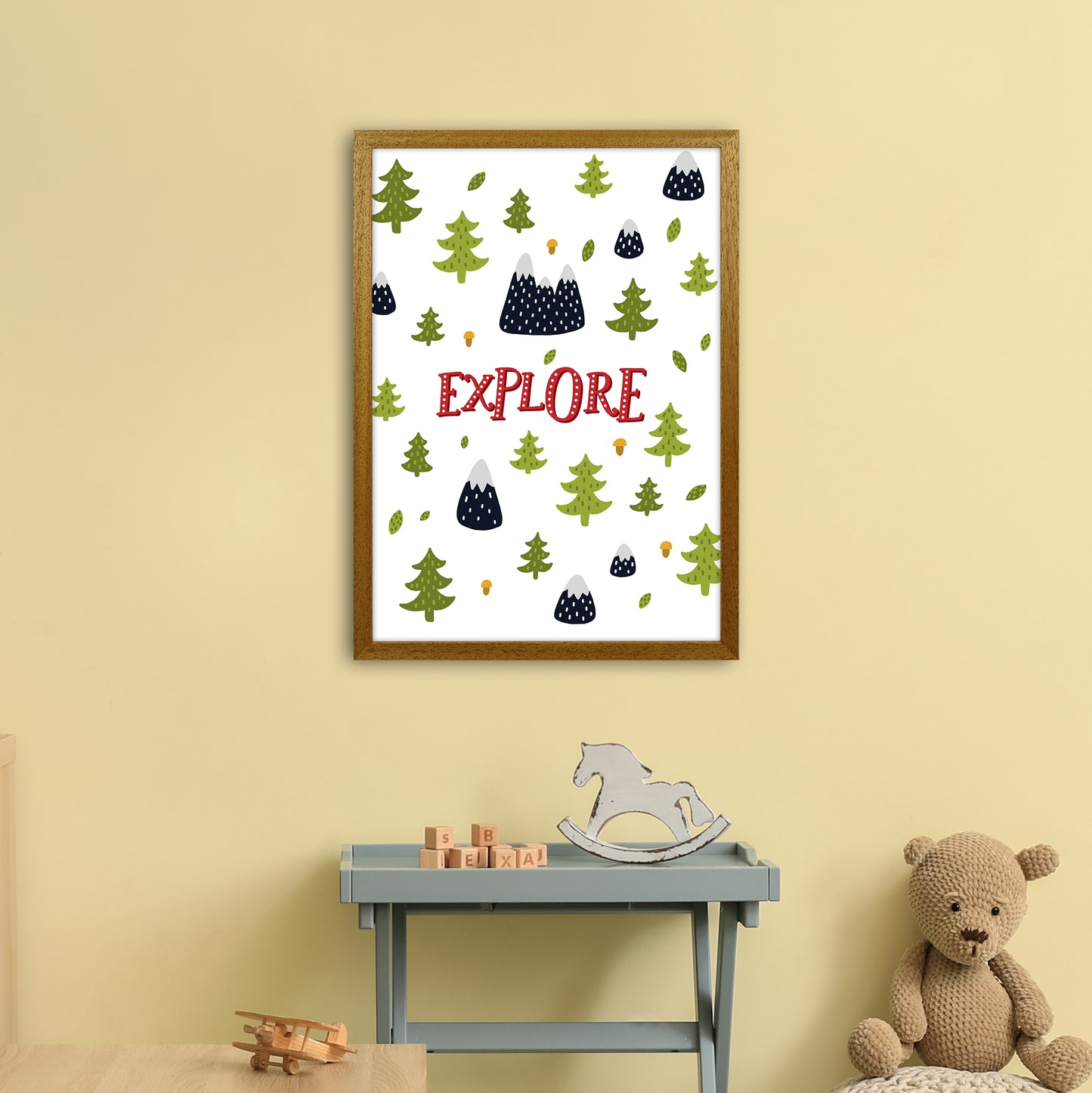 Little Explorer Trees Red Art Print by Pixy Paper A2 Print Only