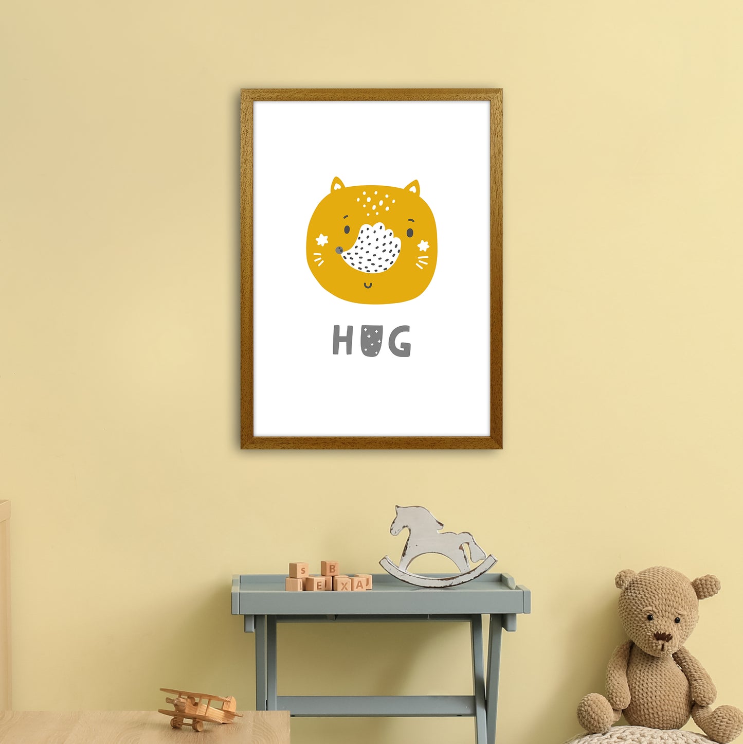 Fox Hug Super Scandi Grey Art Print by Pixy Paper A2 Print Only