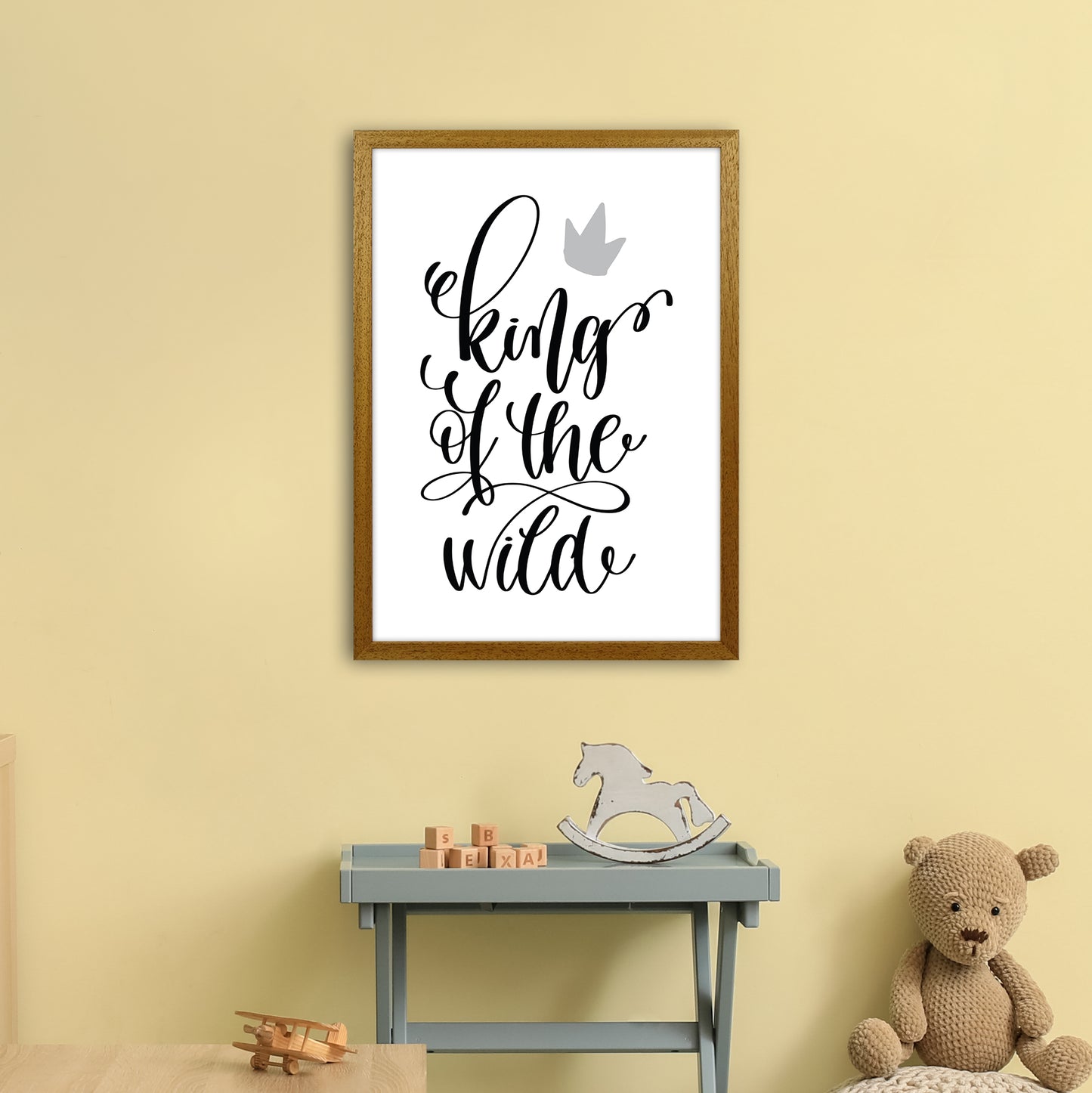 King Of The Wild Black Art Print by Pixy Paper A2 Print Only