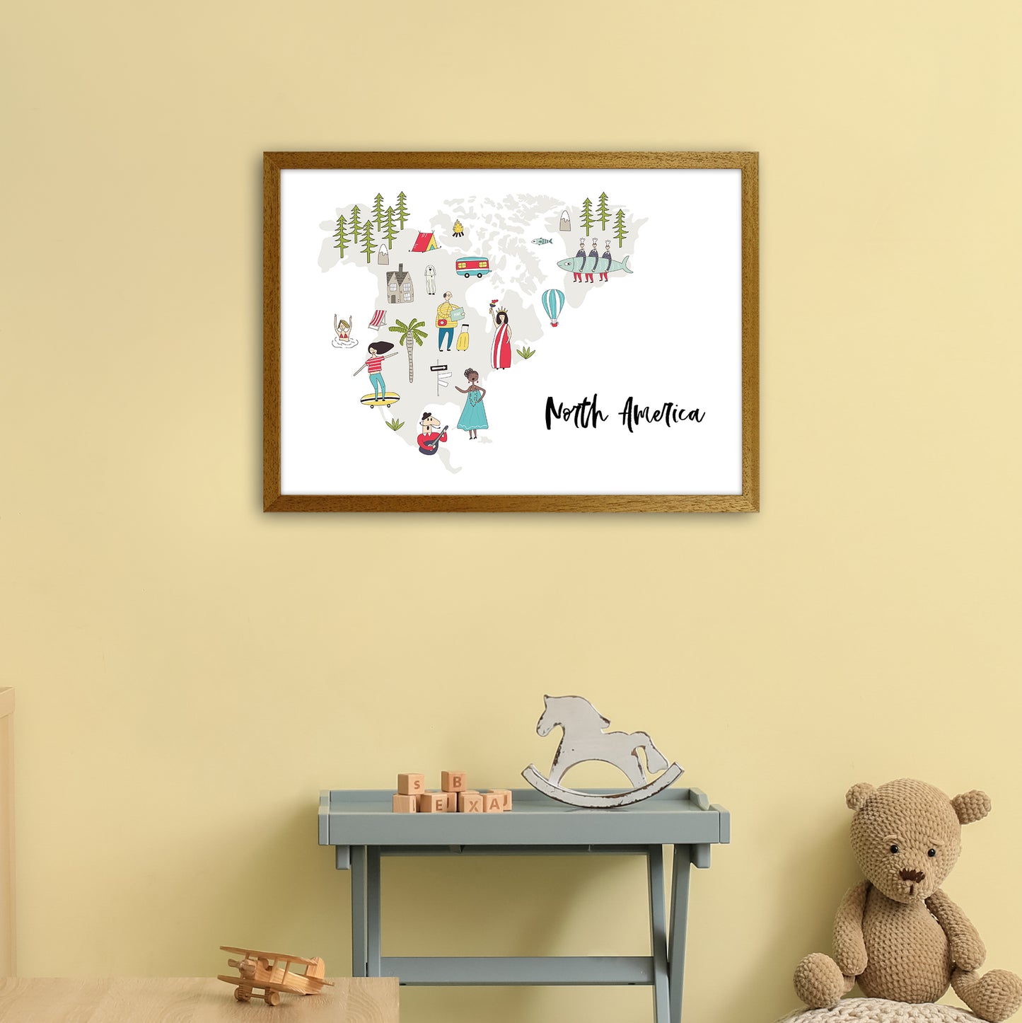 North America Map Art Print by Pixy Paper A2 Print Only