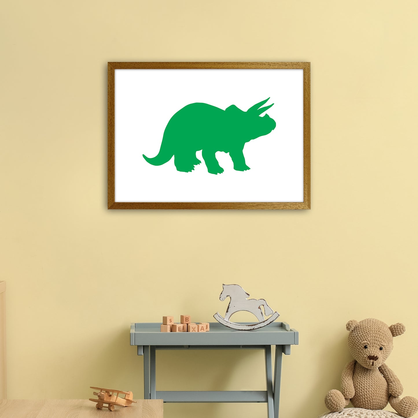 Triceratops Green Art Print by Pixy Paper A2 Print Only