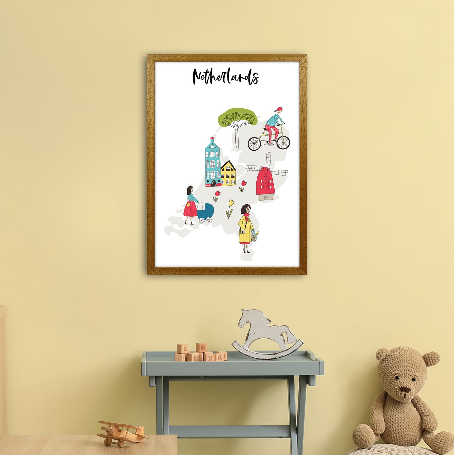 Netherlands Map Art Print by Pixy Paper A2 Print Only