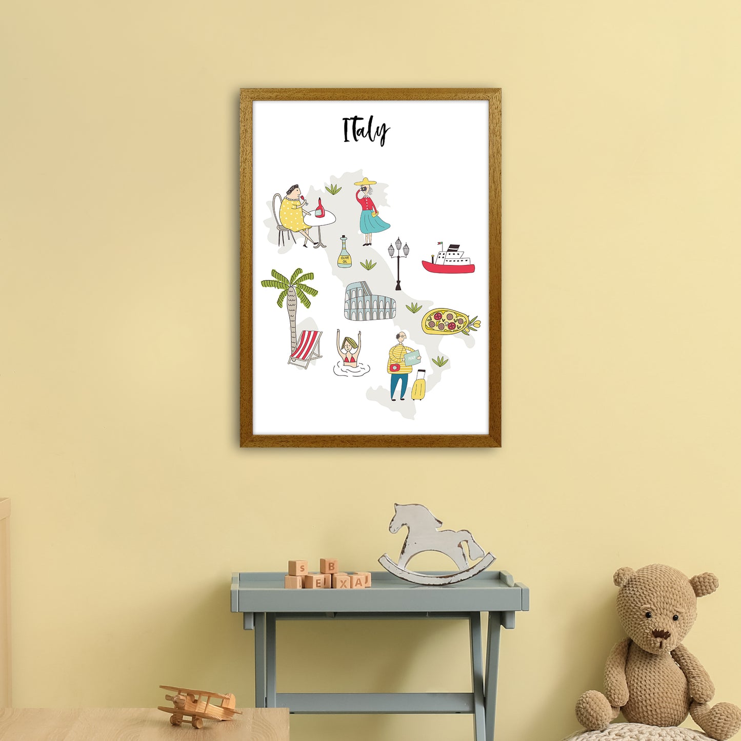 Italy Map Art Print by Pixy Paper A2 Print Only