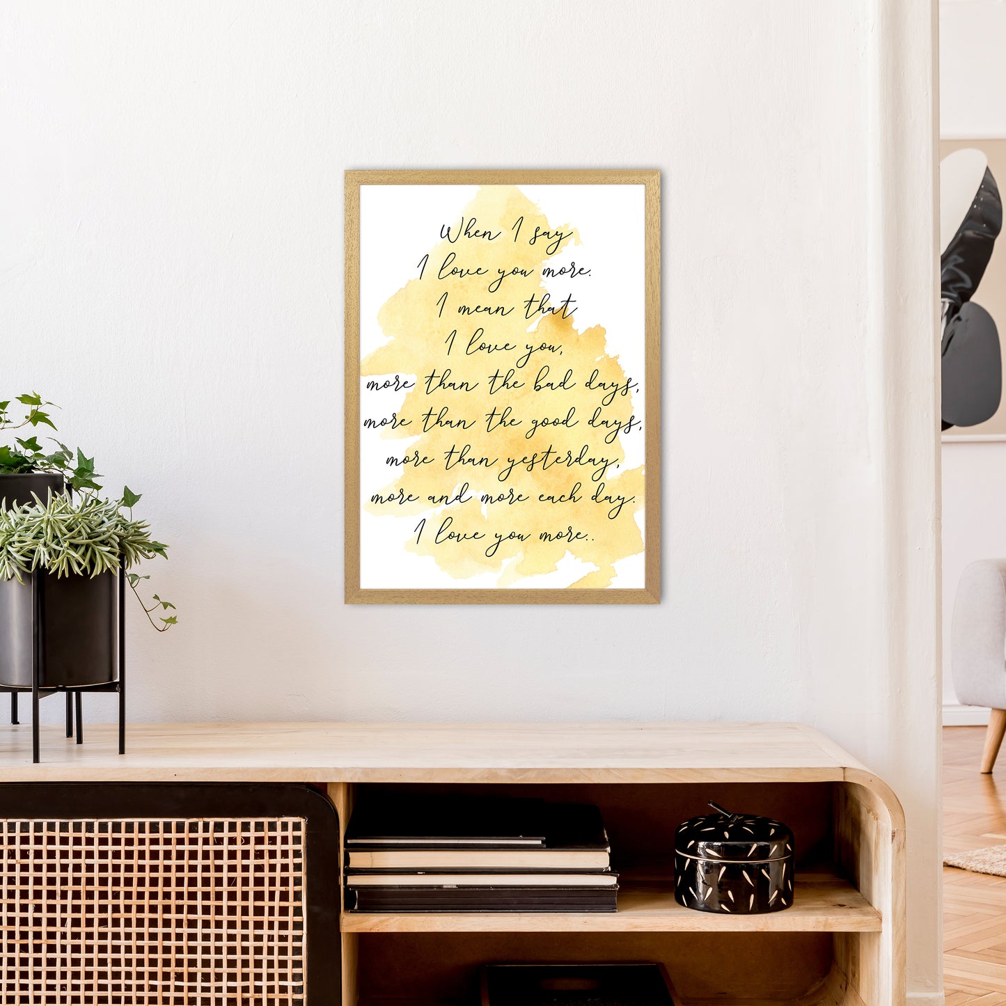 Love You More Yellow Art Print by Pixy Paper A2 Print Only