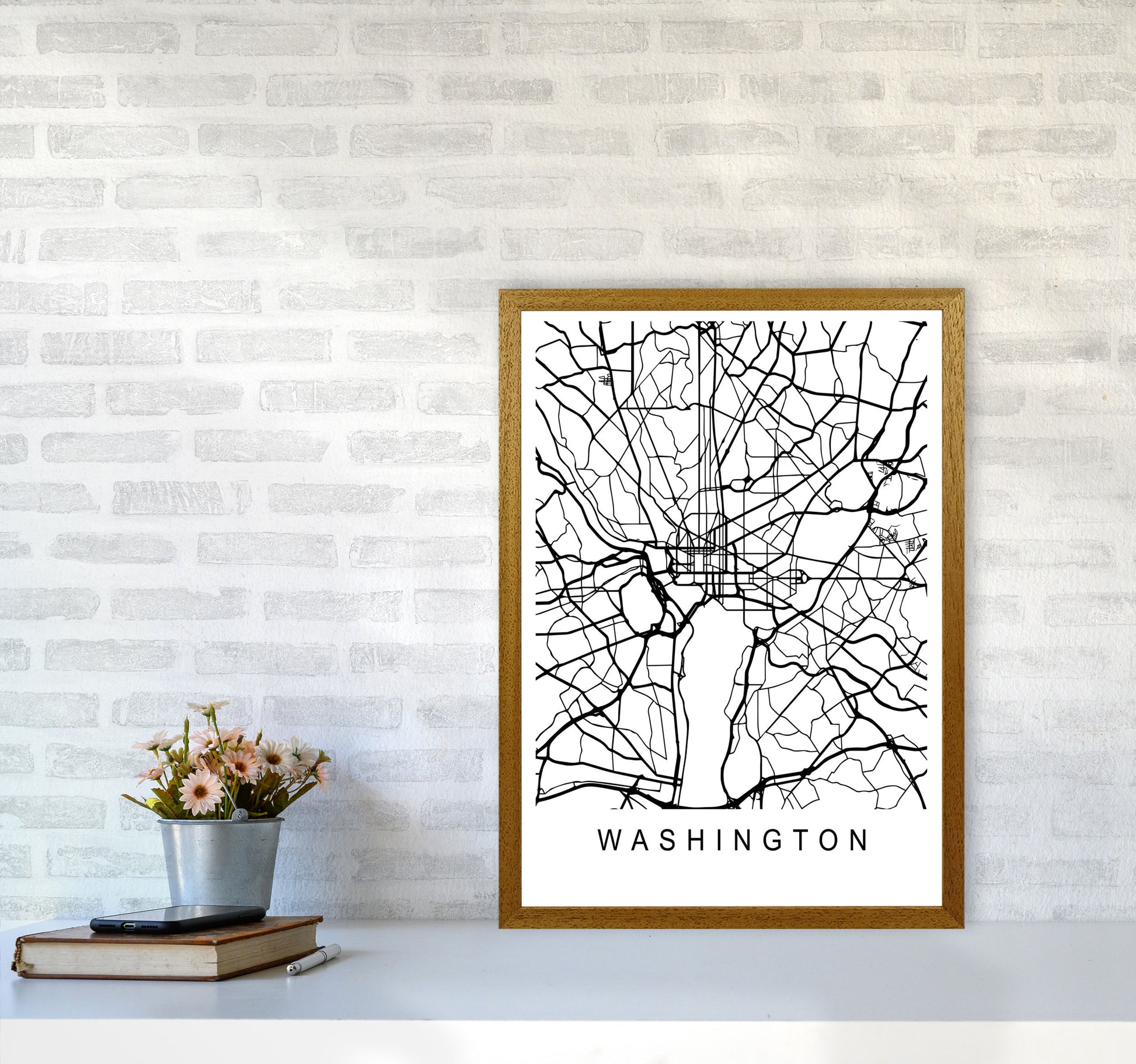 Washington Map Art Print by Pixy Paper A2 Print Only