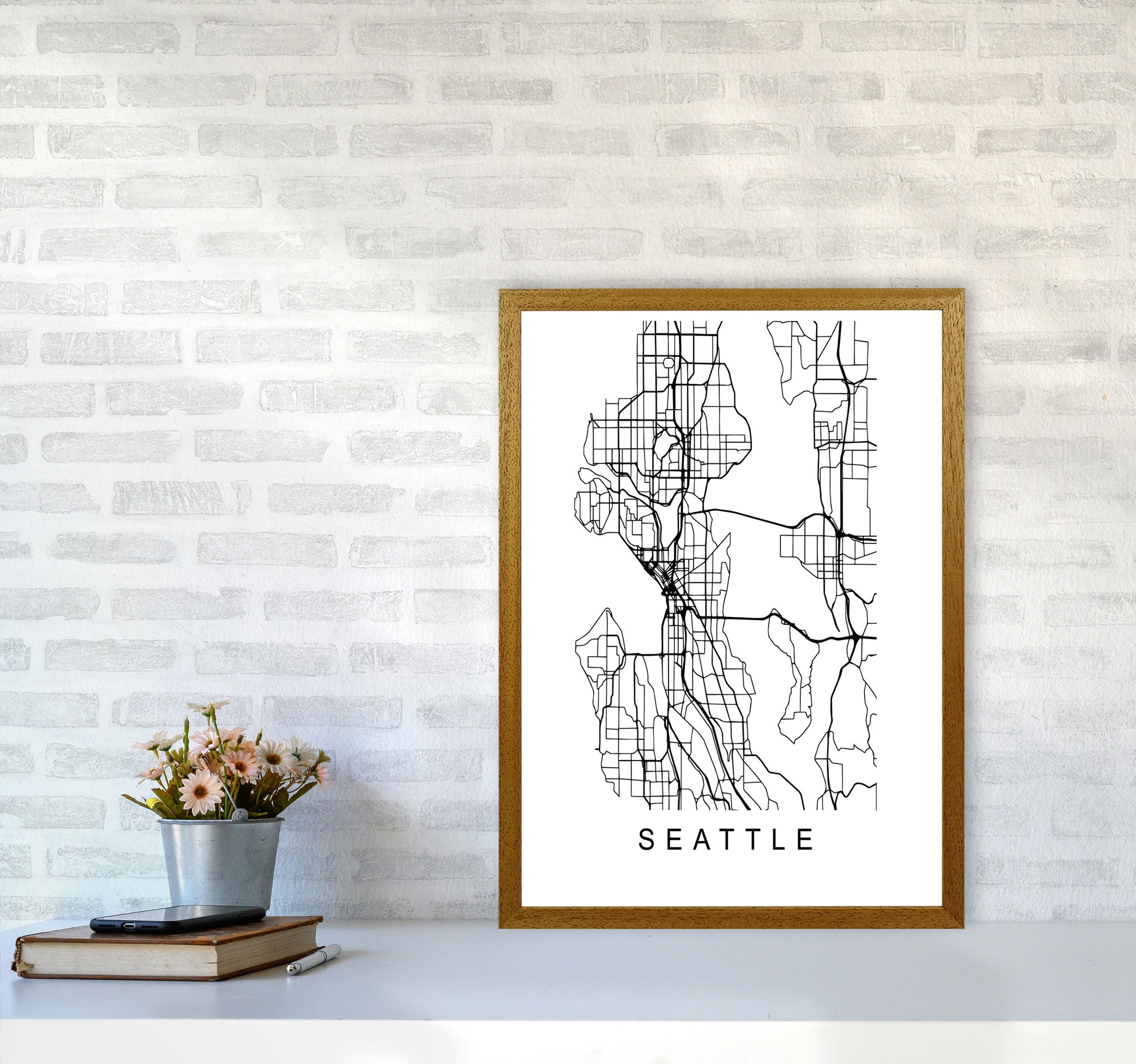 Seattle Map Art Print by Pixy Paper A2 Print Only