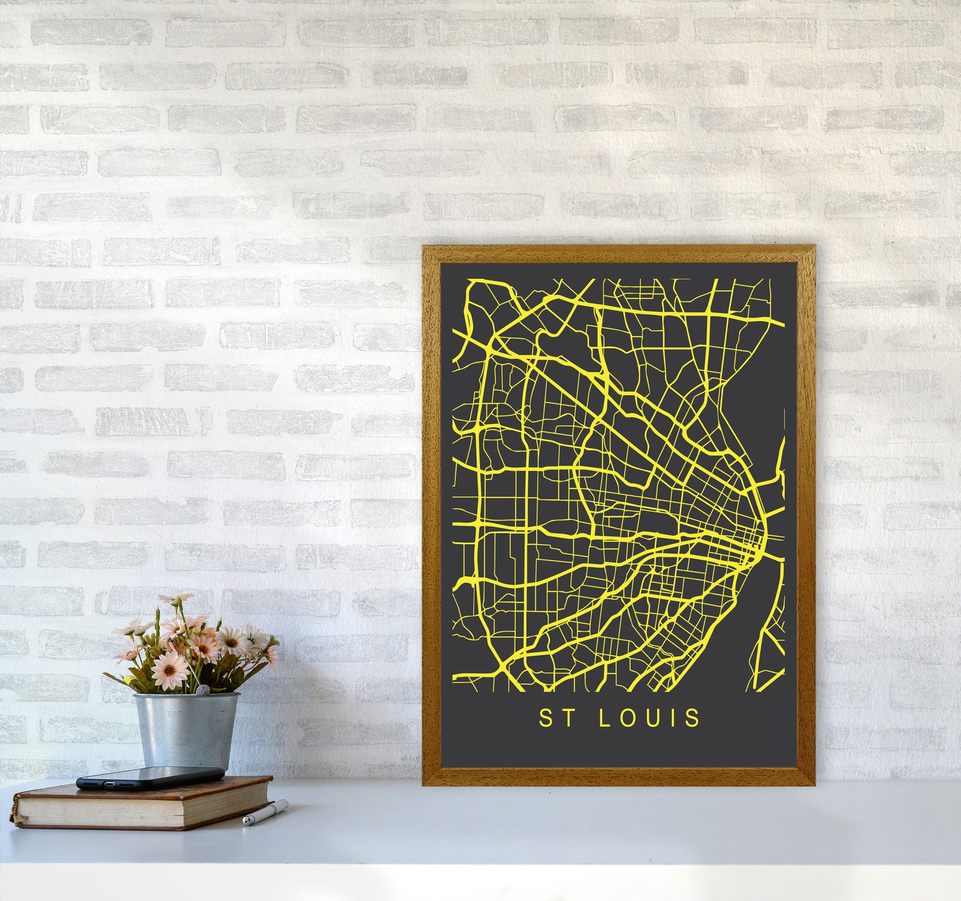 St Louis Map Neon Art Print by Pixy Paper A2 Print Only