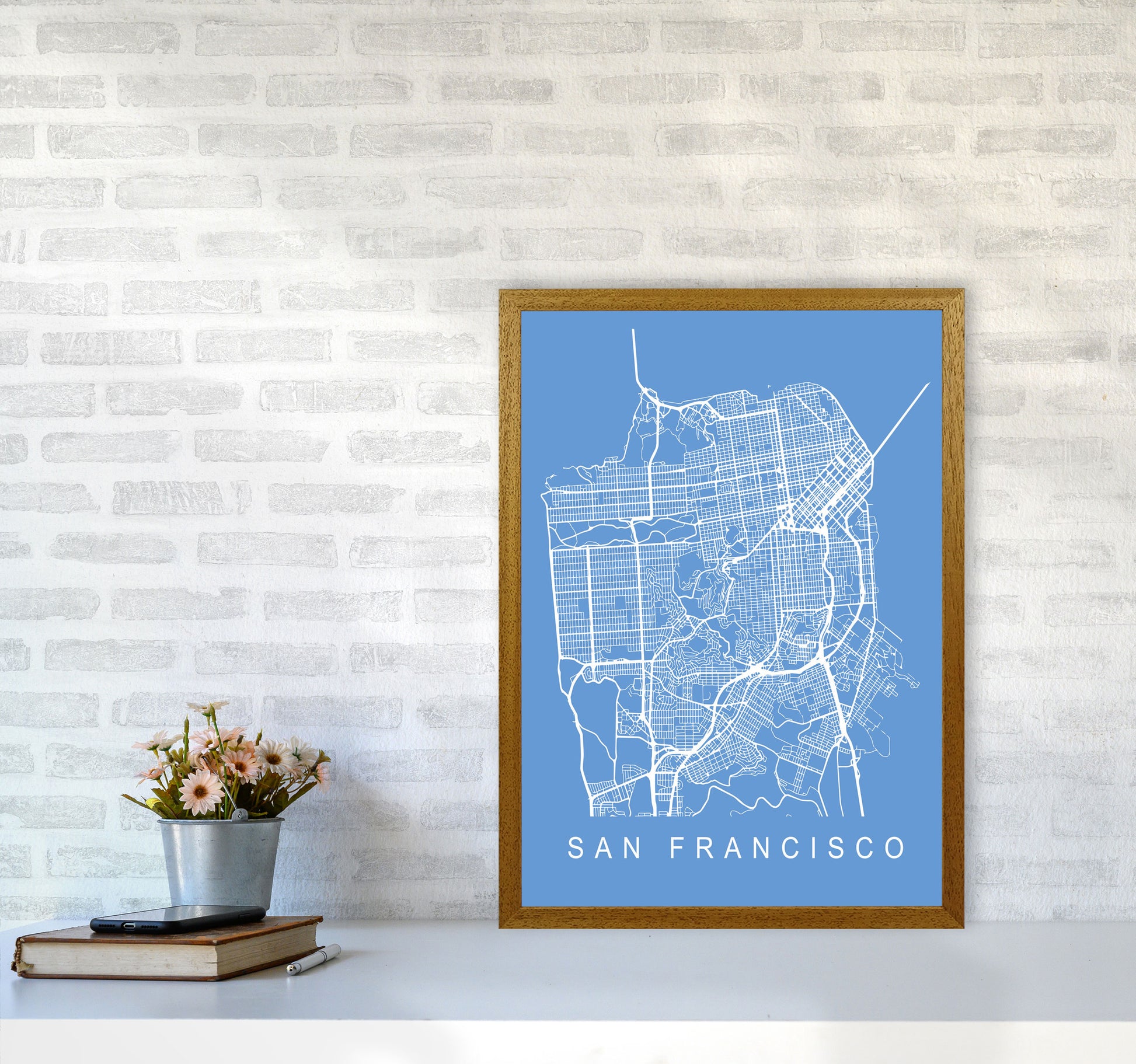 San Francisco Map Blueprint Art Print by Pixy Paper A2 Print Only