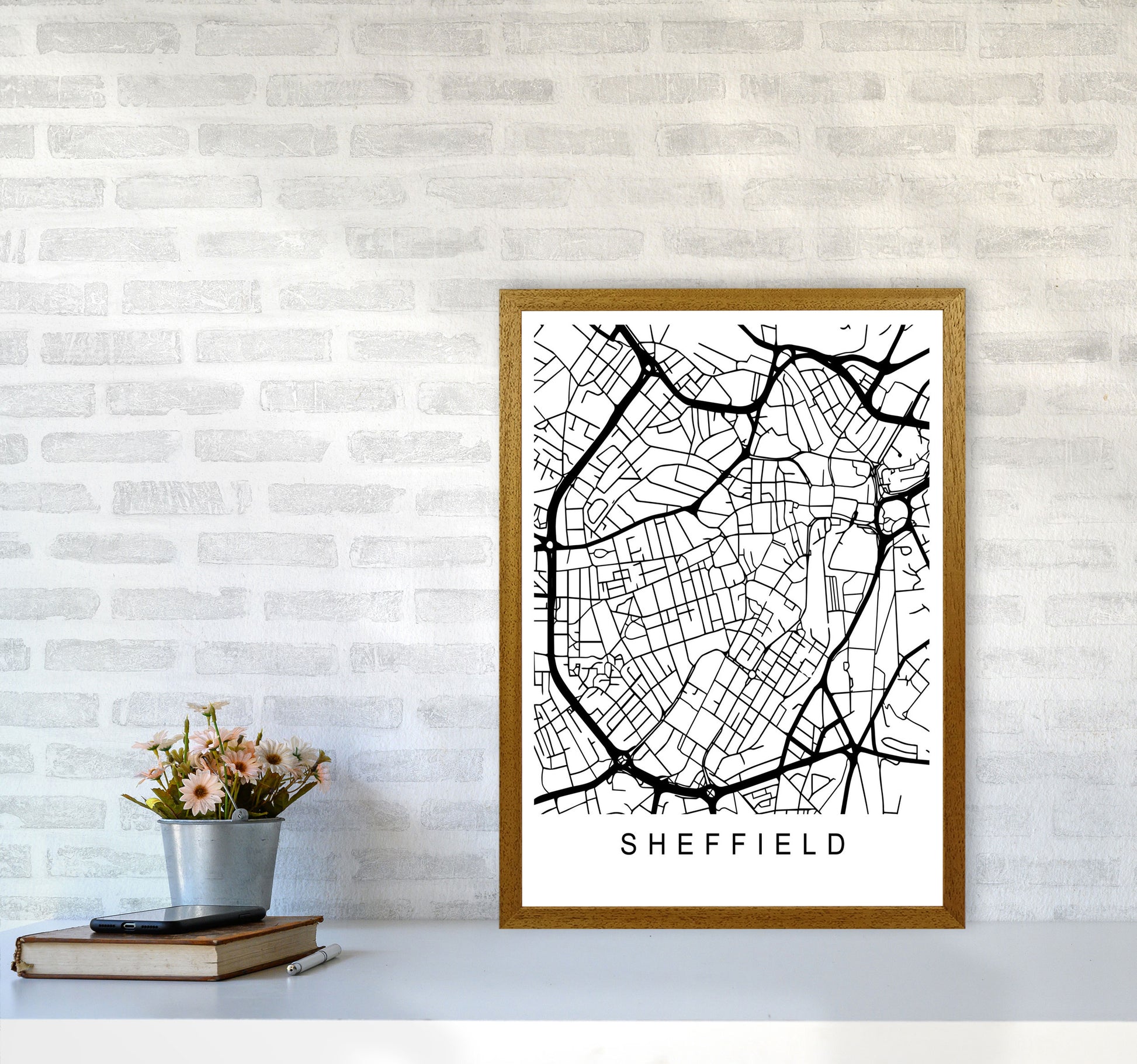 Sheffield Map Art Print by Pixy Paper A2 Print Only