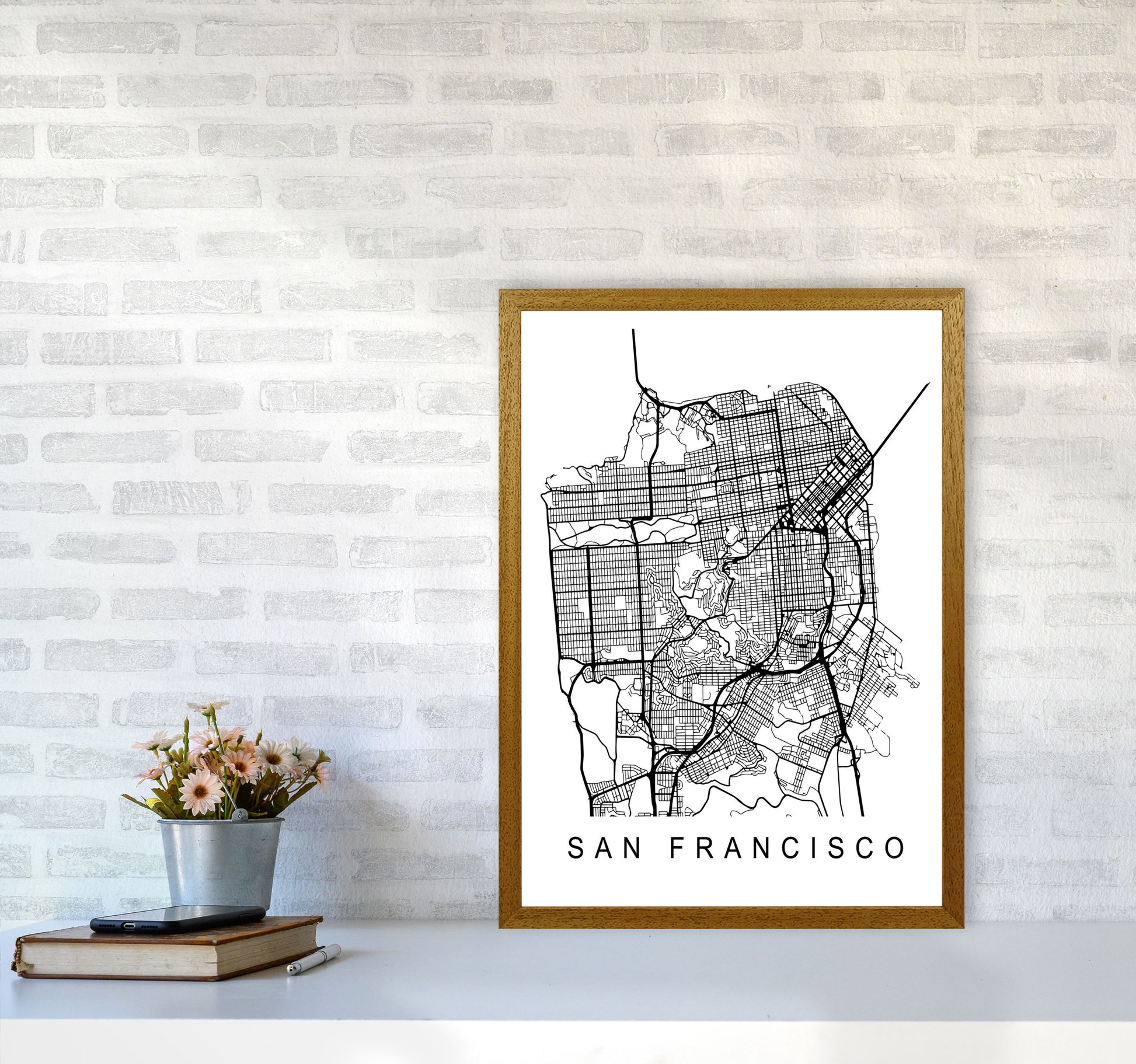 San Francisco Map Art Print by Pixy Paper A2 Print Only
