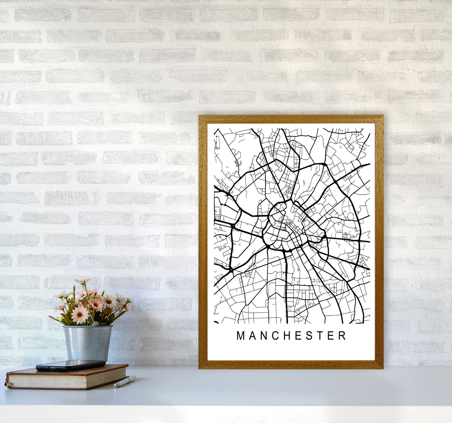 Manchester Map Art Print by Pixy Paper A2 Print Only