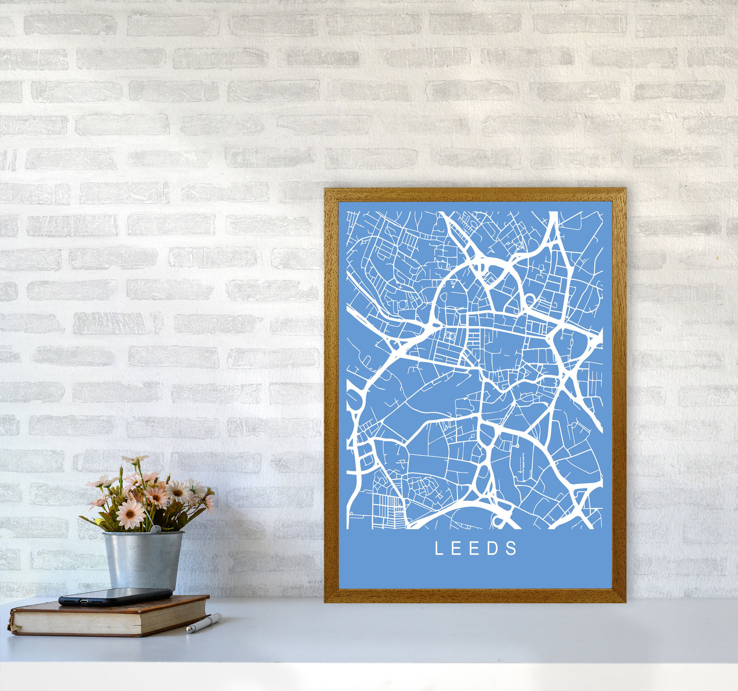 Leeds Map Blueprint Art Print by Pixy Paper A2 Print Only