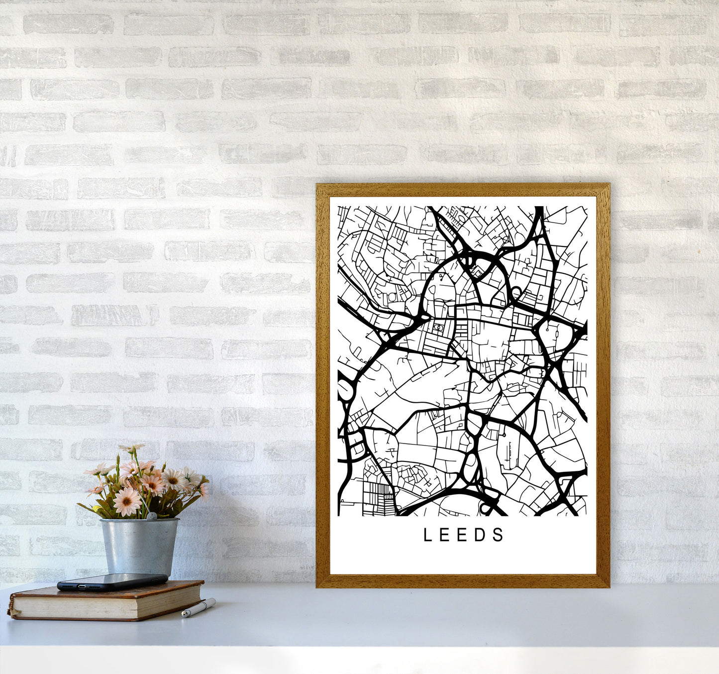 Leeds Map Art Print by Pixy Paper A2 Print Only