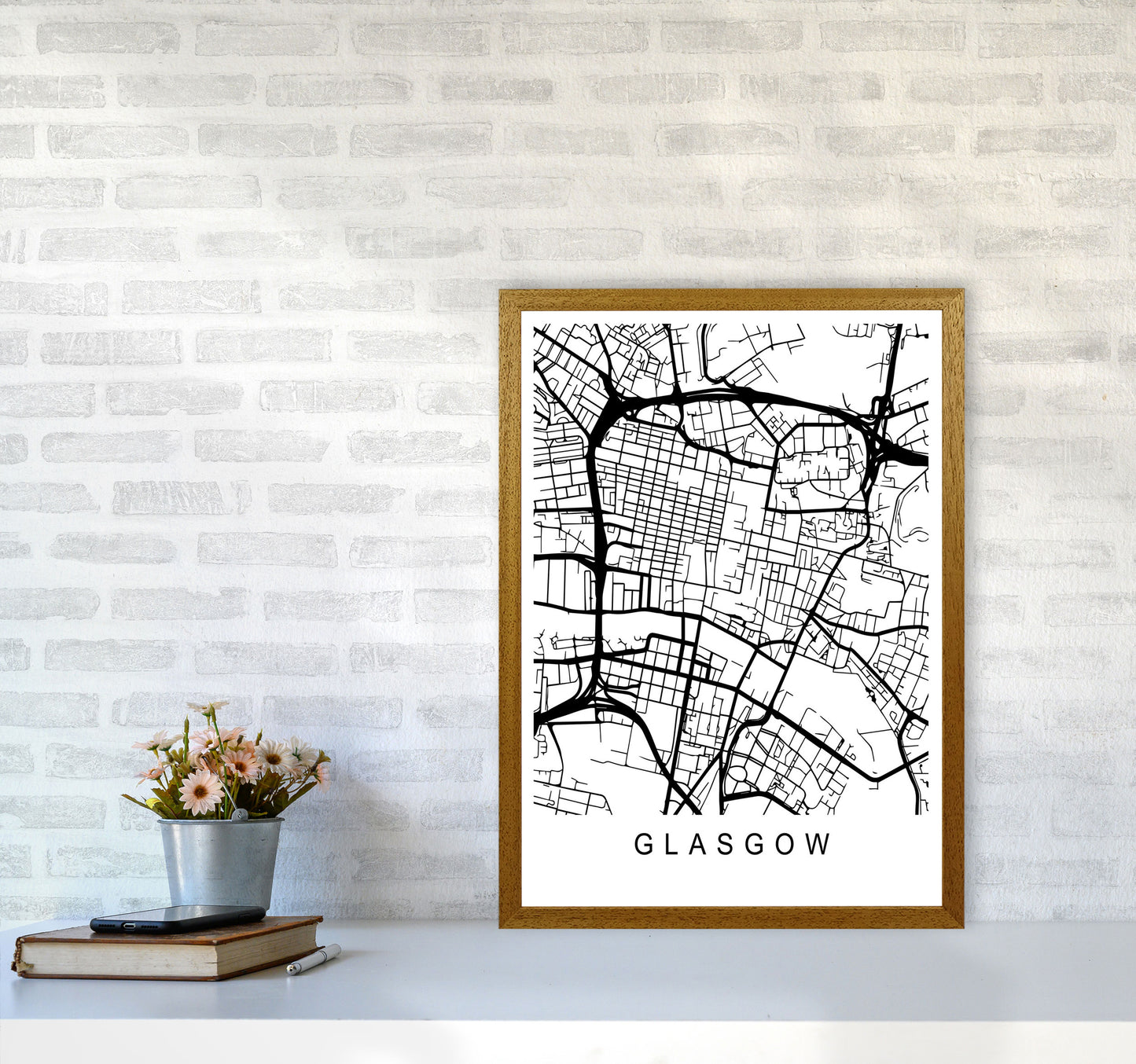 Glasgow Map Art Print by Pixy Paper A2 Print Only