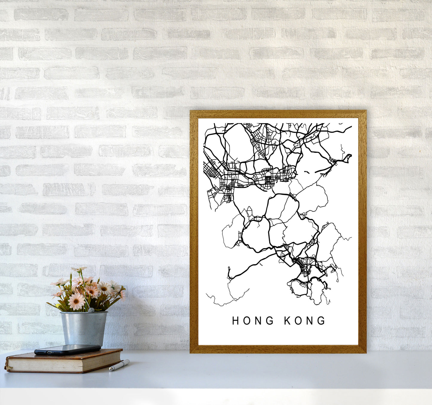 Hong Kong Map Art Print by Pixy Paper A2 Print Only