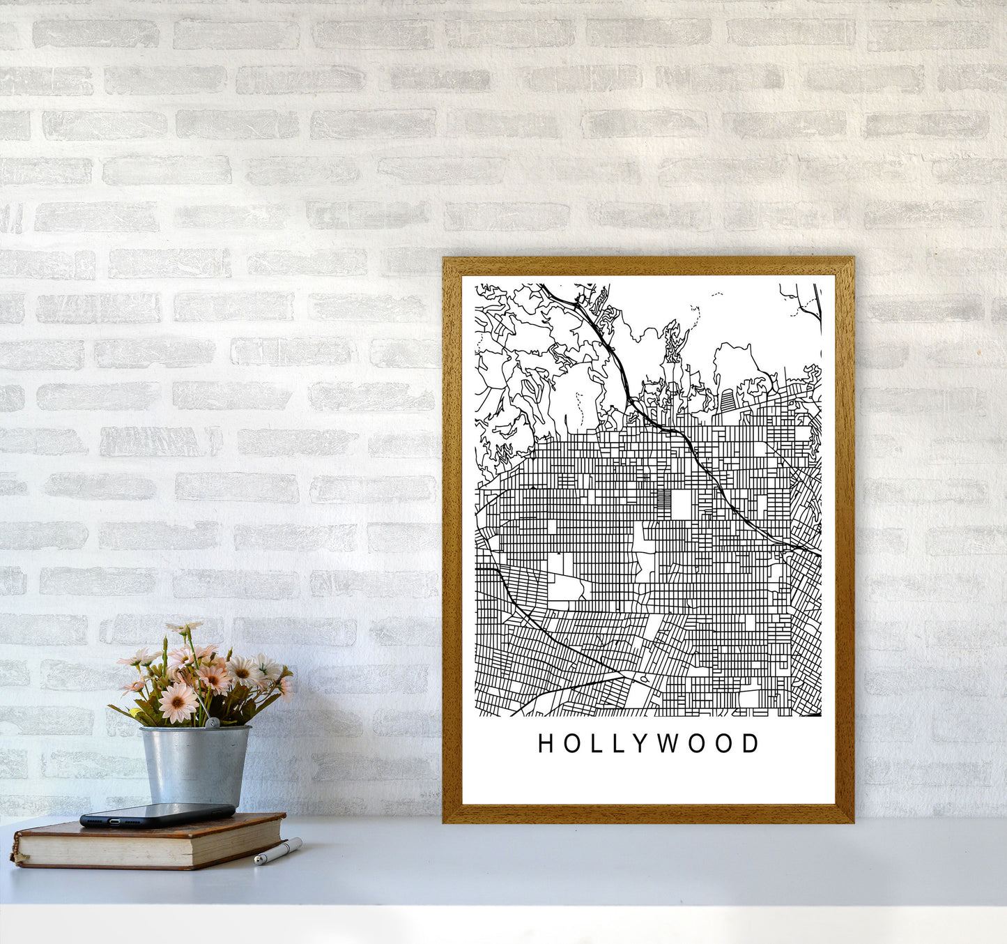 Hollywood Map Art Print by Pixy Paper A2 Print Only