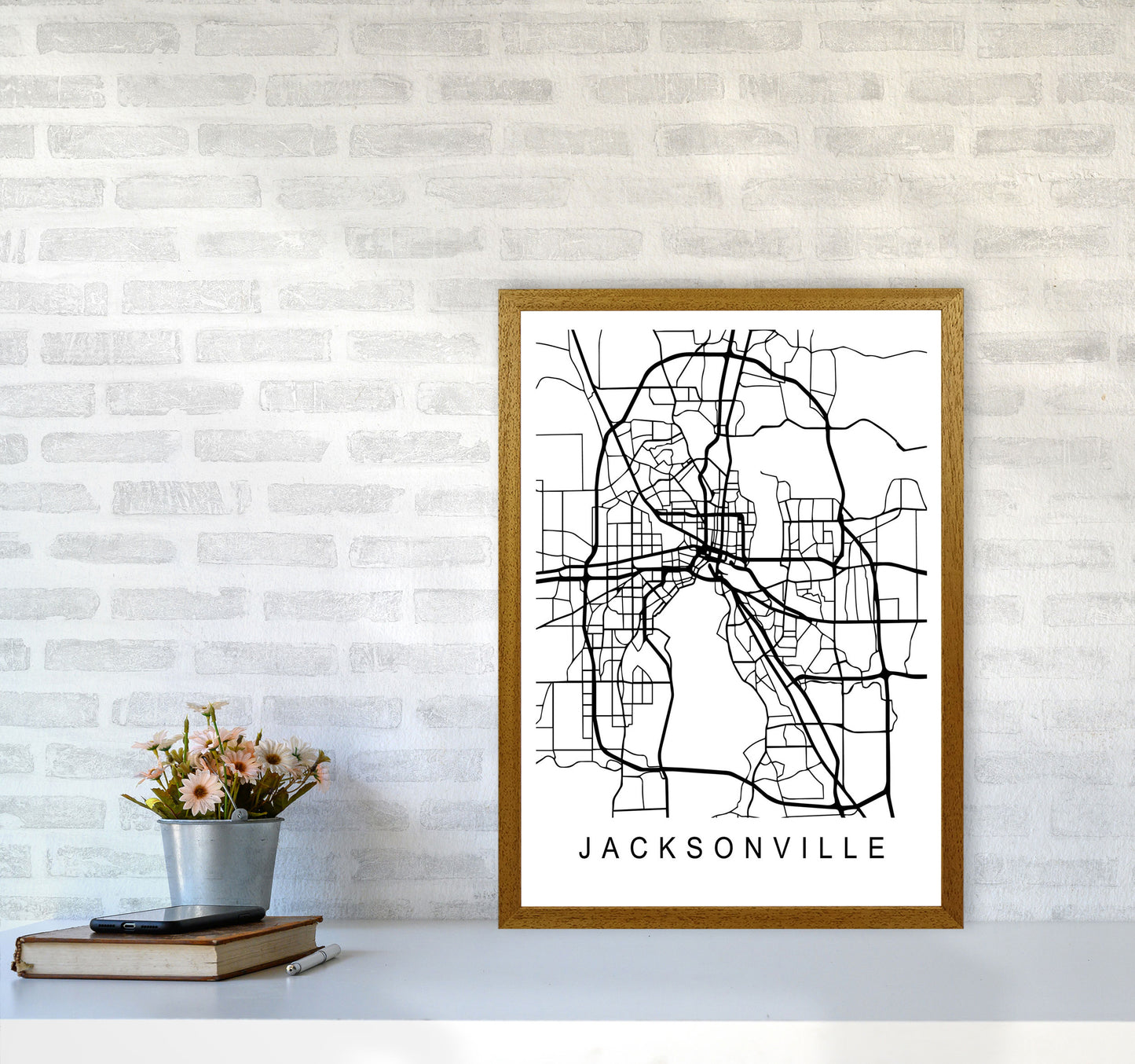 Jacksonville Map Art Print by Pixy Paper A2 Print Only