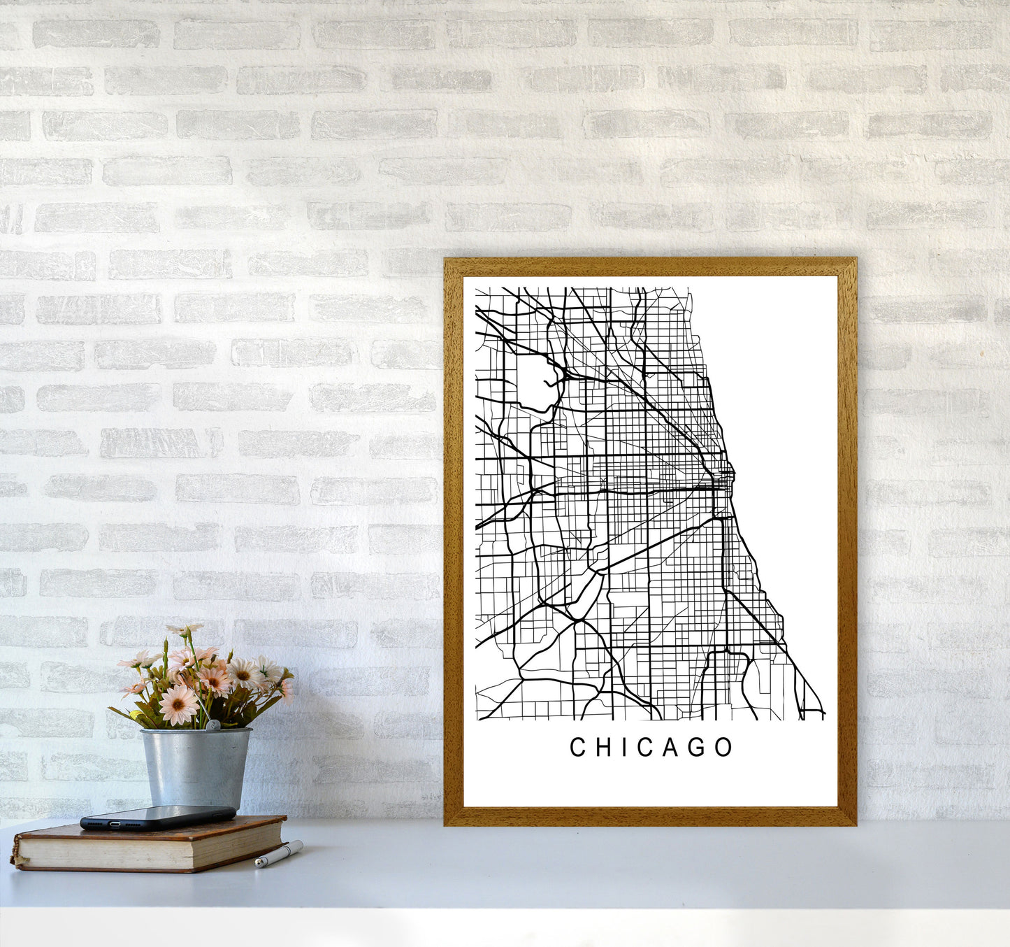 Chicago Map Art Print by Pixy Paper A2 Print Only