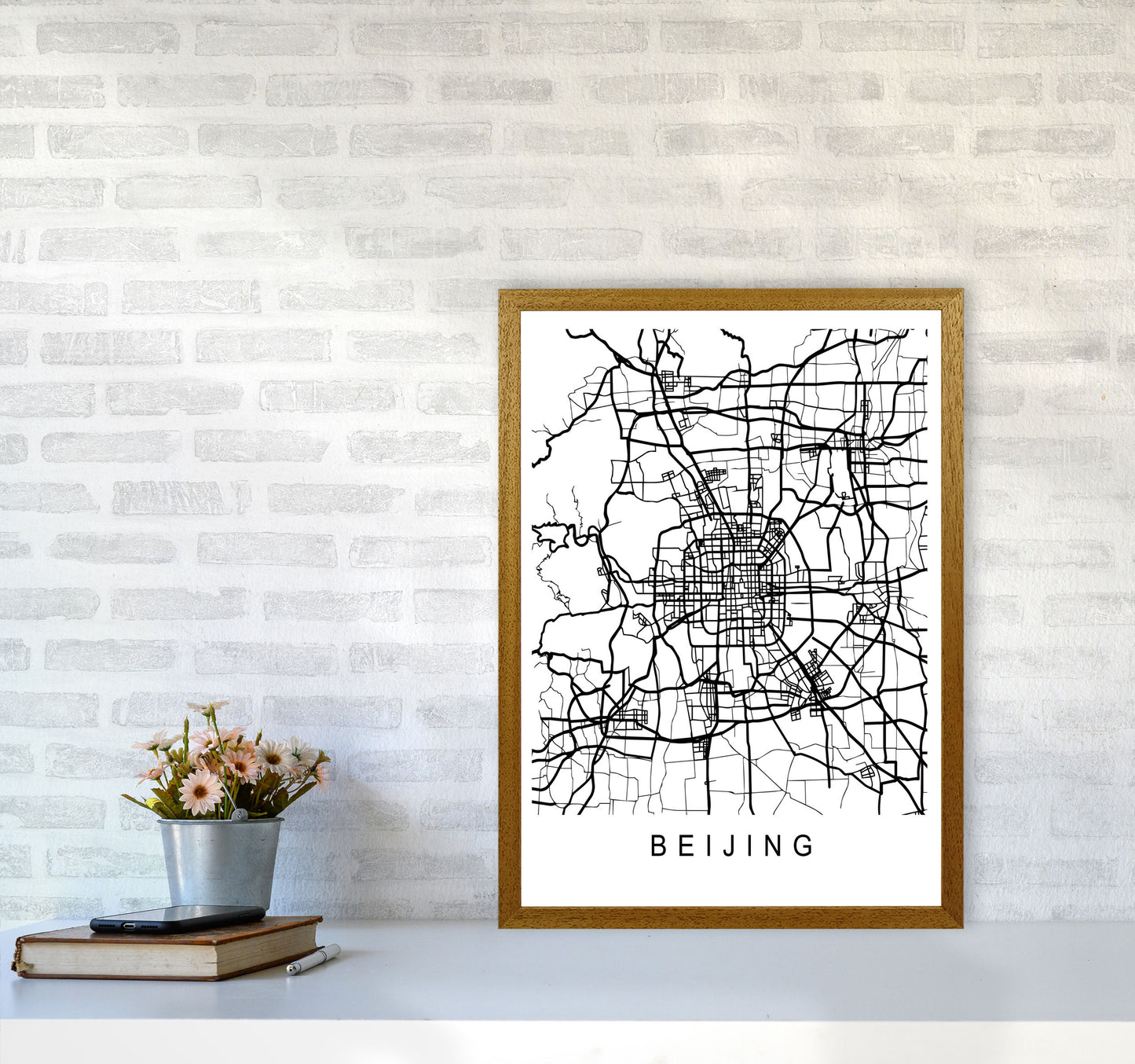 Beijing Map Art Print by Pixy Paper A2 Print Only