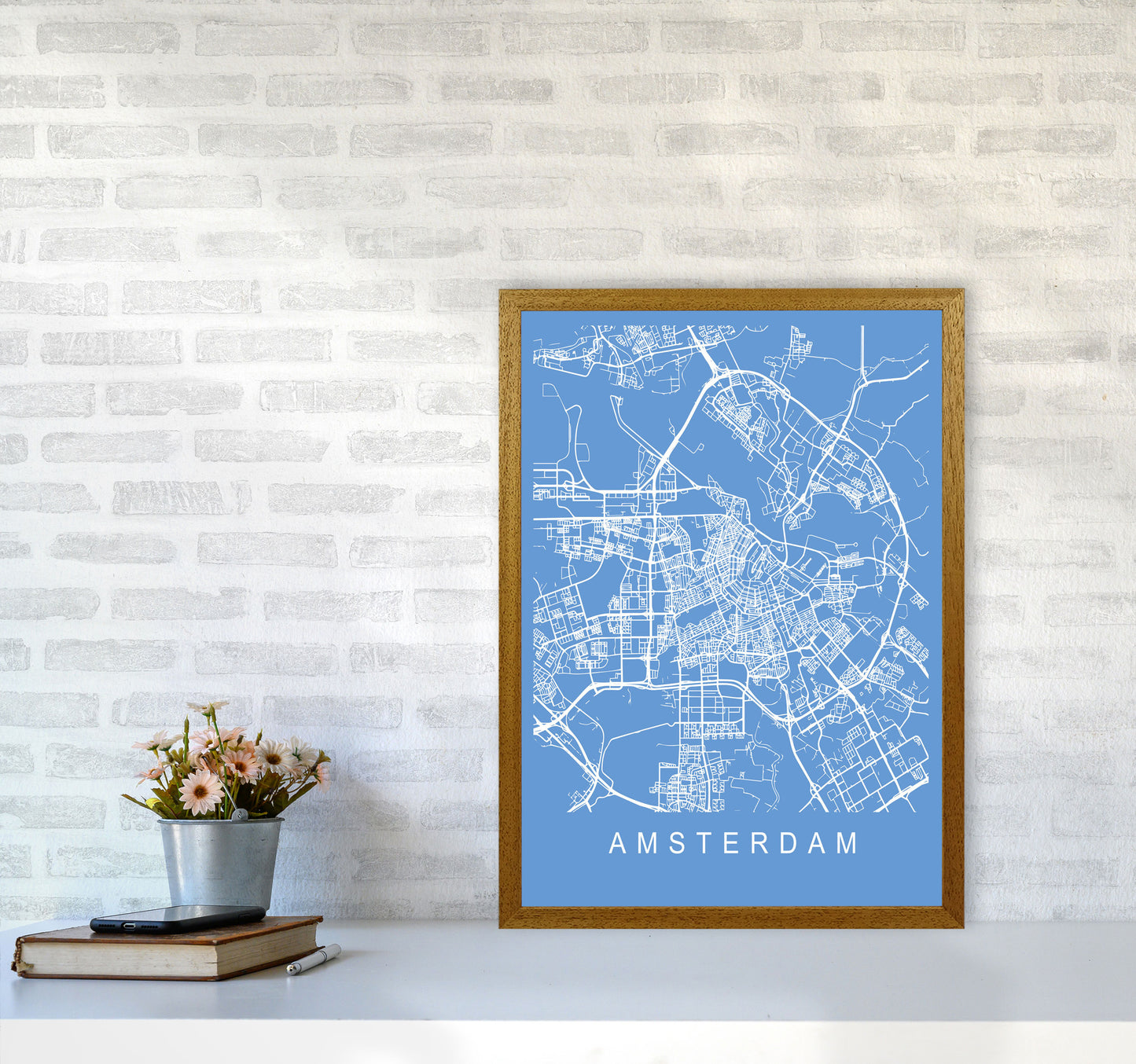 Amsterdam Map Blueprint Art Print by Pixy Paper A2 Print Only
