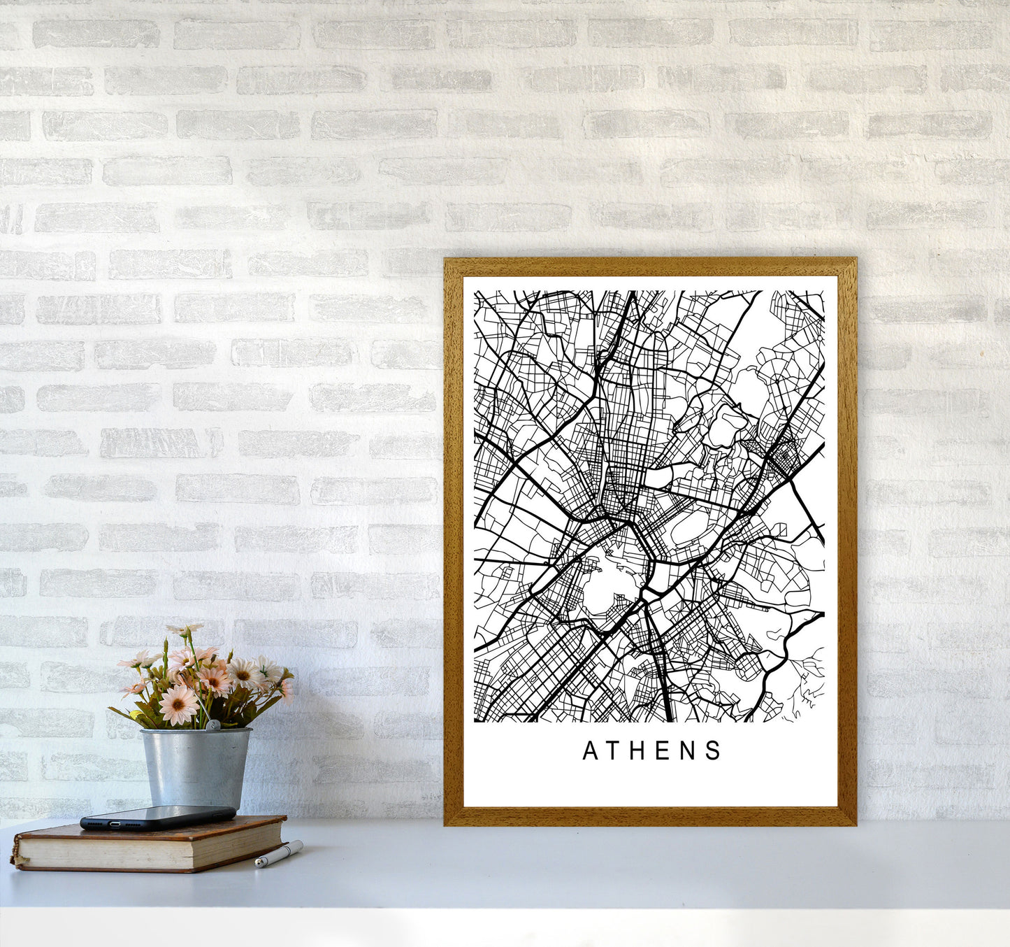 Athens Map Art Print by Pixy Paper A2 Print Only