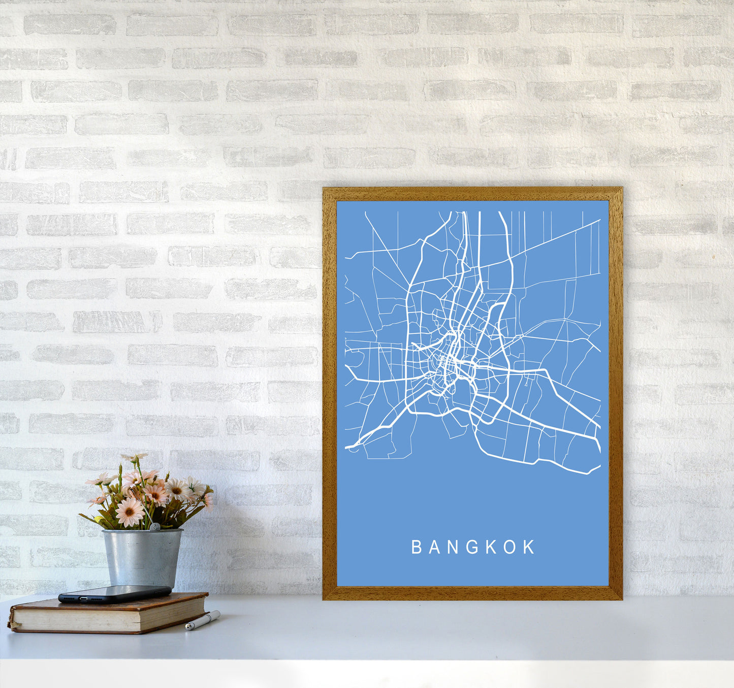 Bangkok Map Blueprint Art Print by Pixy Paper A2 Print Only