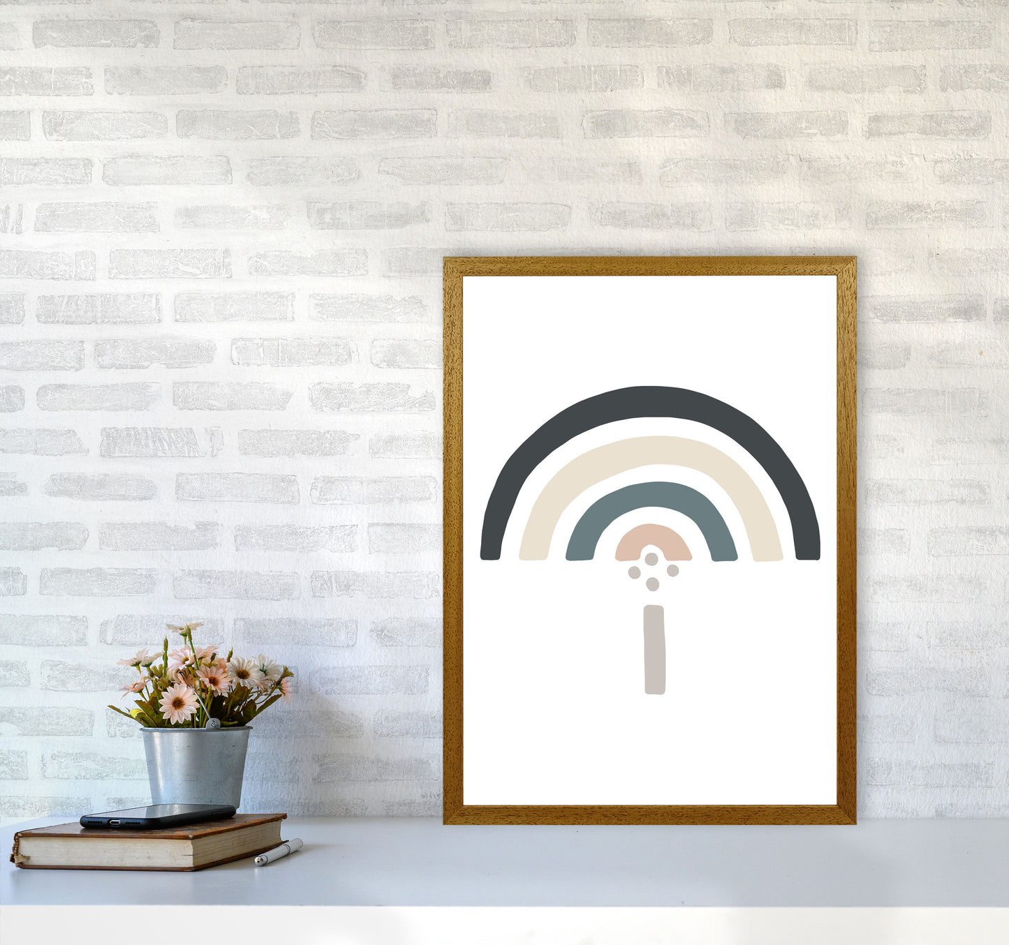 Inspired Natural Rainbow White Art Print by Pixy Paper A2 Print Only
