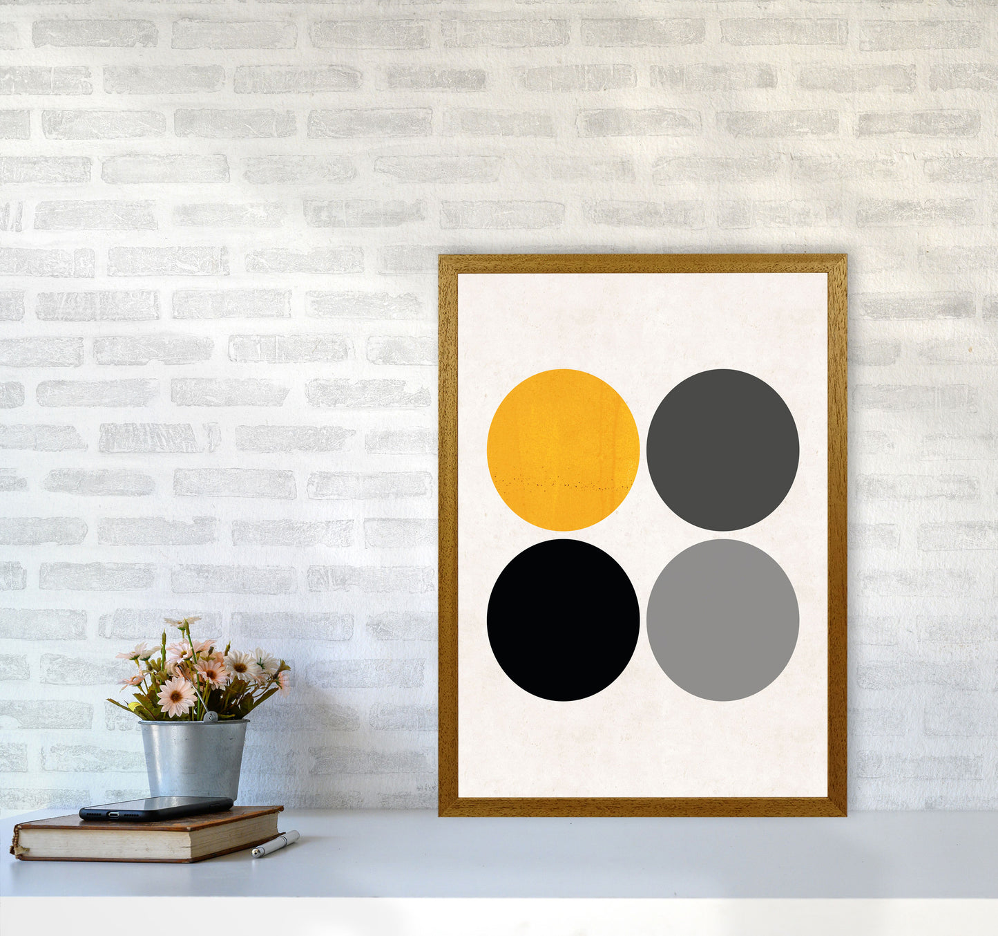 Circles Mustard Art Print by Pixy Paper A2 Print Only