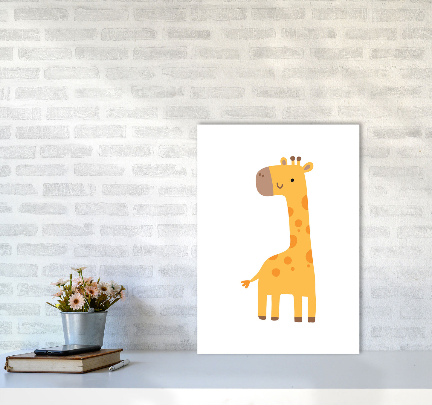 Children's Animals, Giraffe Modern Print A2 Black Frame