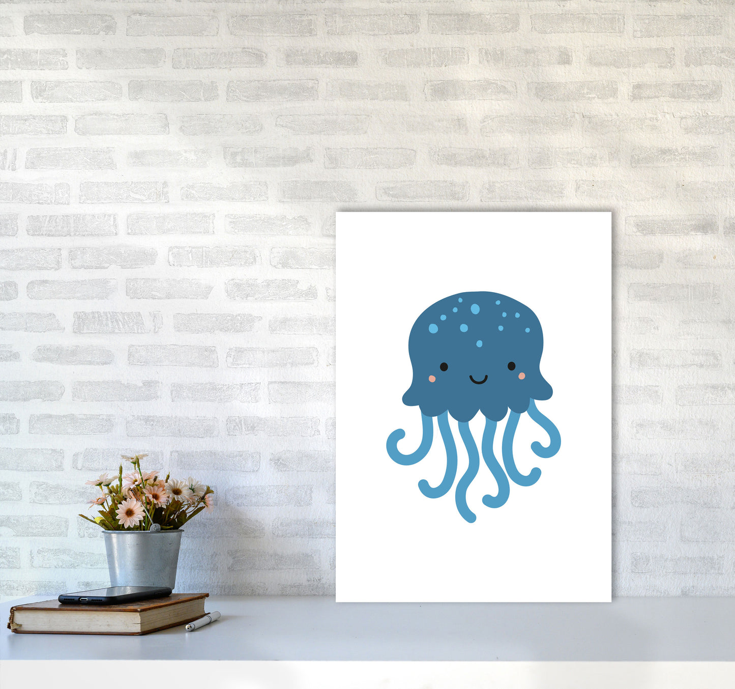 Children's Animals, Jellyfish Modern Print A2 Black Frame